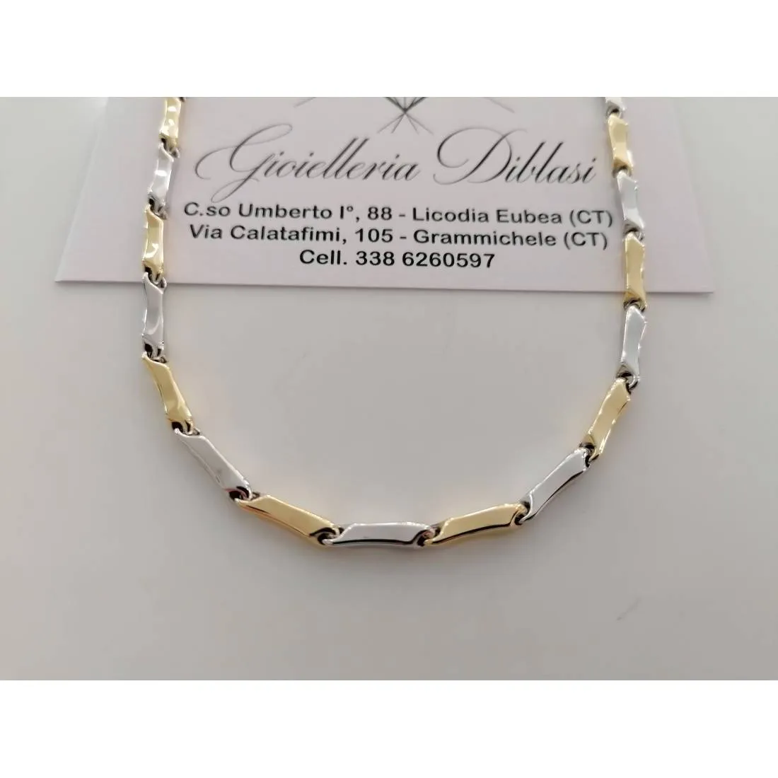 COLLANA Uomo Donna ORO 18 Carati 750% COLLIER A CATENA Giallo Bianco Girocollo