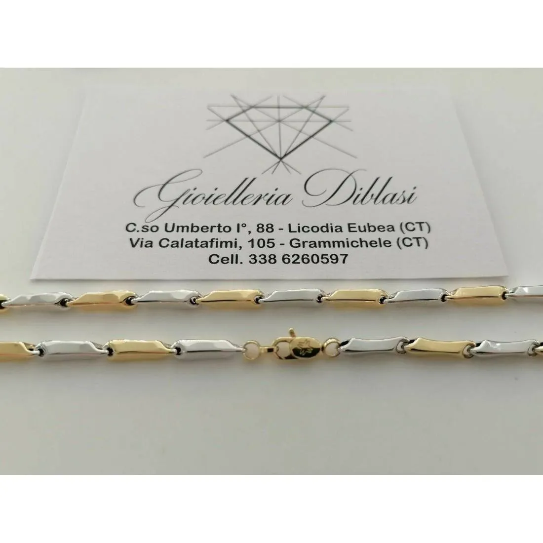 COLLANA Uomo Donna ORO 18 Carati 750% COLLIER A CATENA Giallo Bianco Girocollo