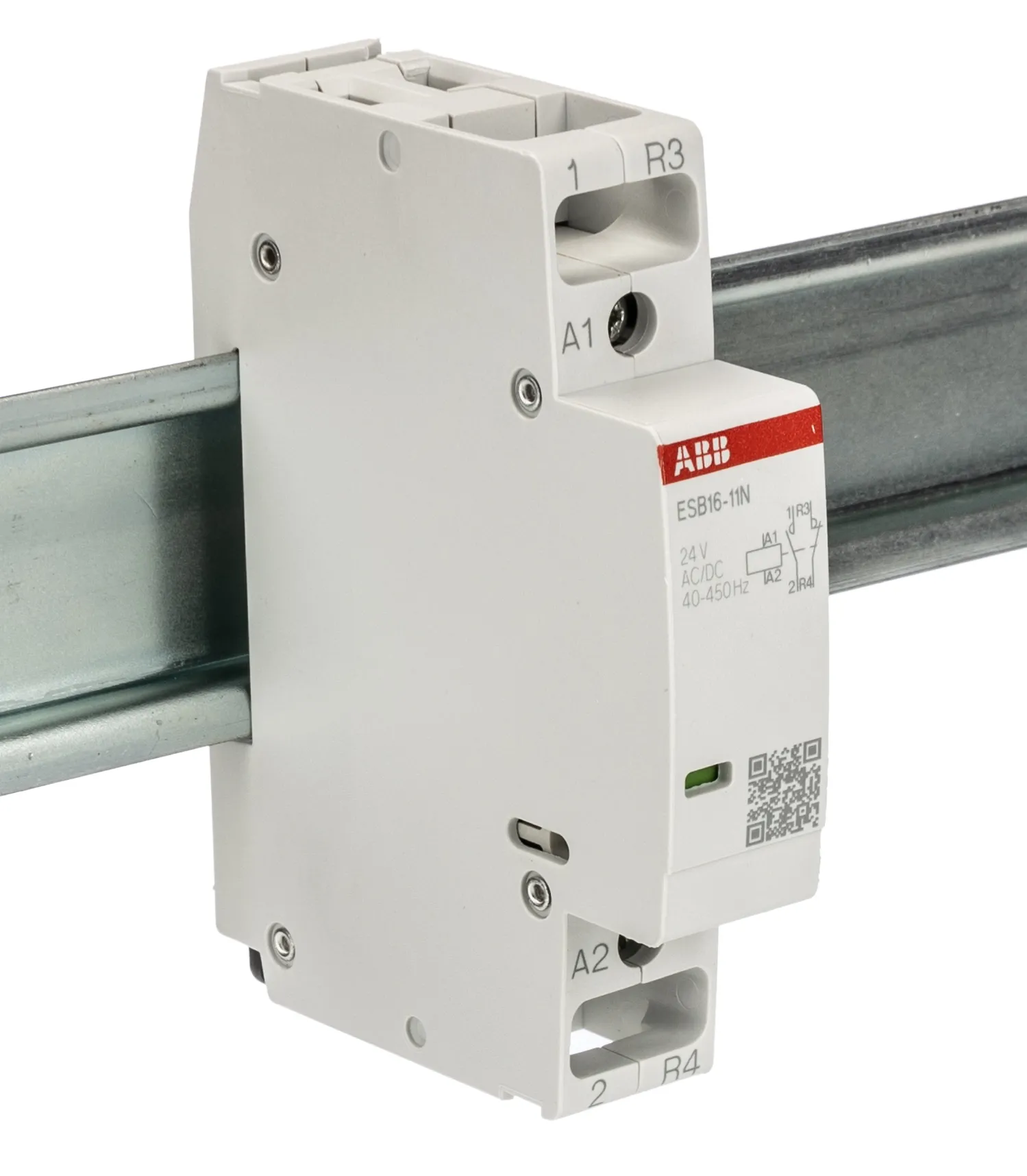 Contattore ABB, serie ESB, 2 poli, 1 NO + 1 NC, 16 A, 3,7 kW, bobina 24 V