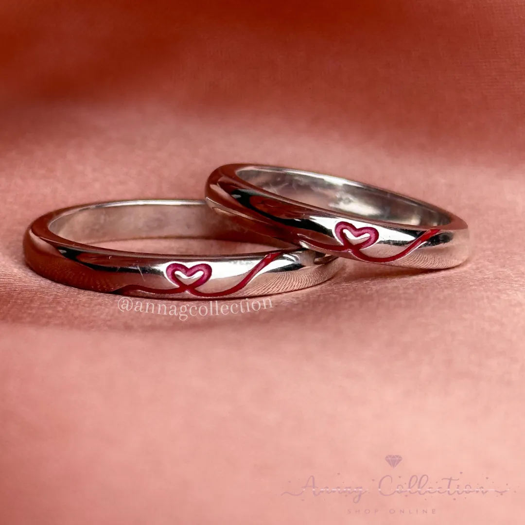 Coppia di Fedine filo rosso in argento925
