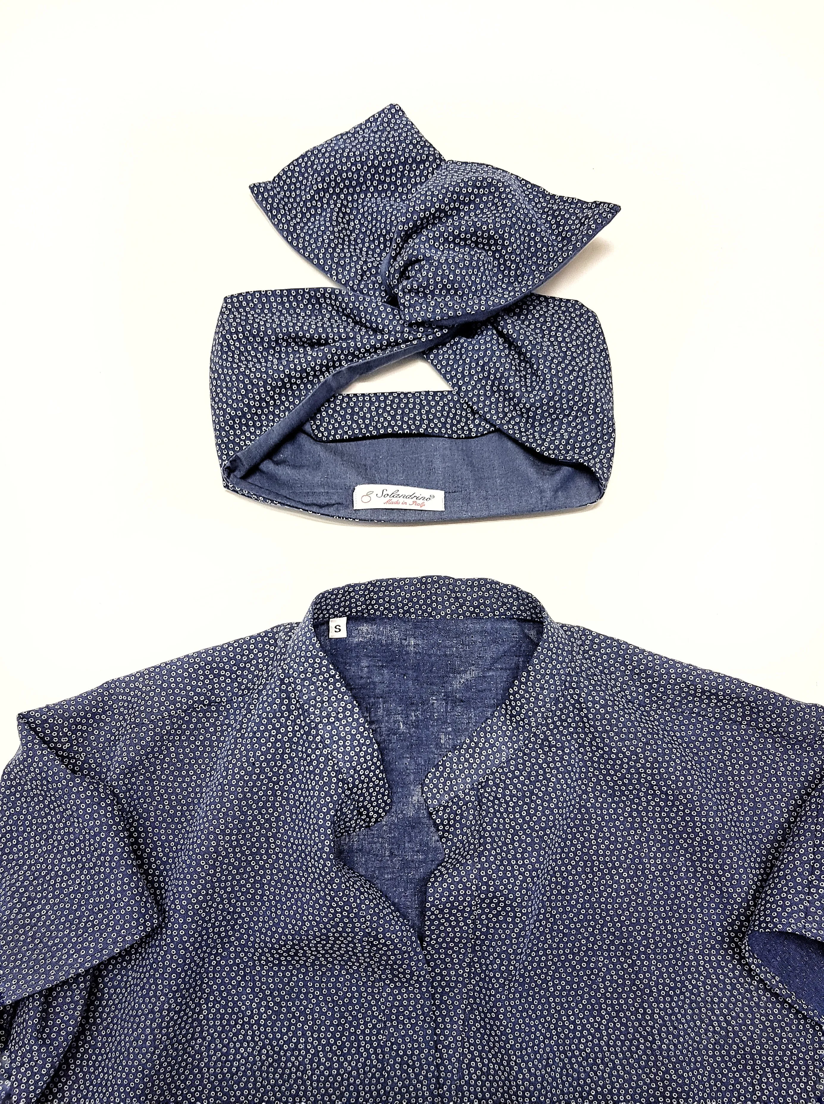Copricostume Abito Camicia  Caftano donna fantasia Ischia pois cotone lino Made in italy