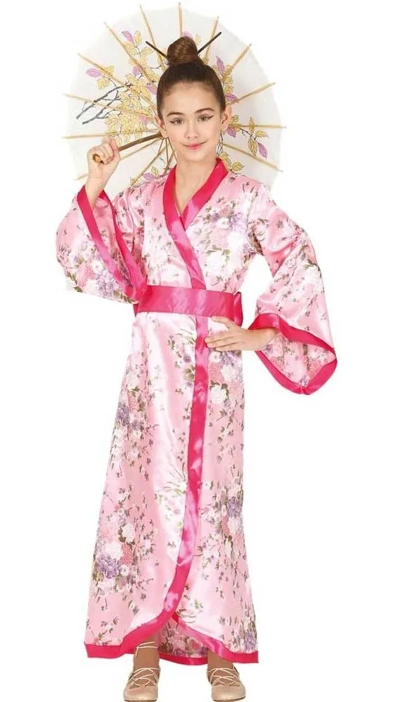Costume kimono a fiori rosa per bambina