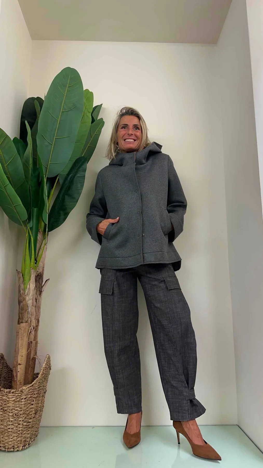 DAFNE - 1881P35 - CAPPOTTINO NEOPRENE VISCOSA  CAPPUCCIO E BOTT. AUTOMATICI