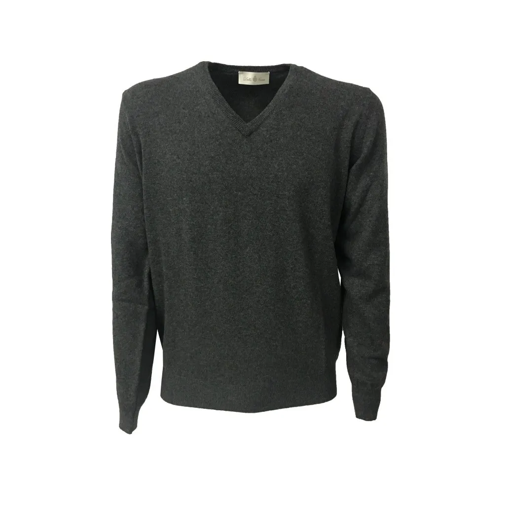 DELLA CIANA maglia uomo a V antracite 80% lana 20% cashmere MADE IN ITALY