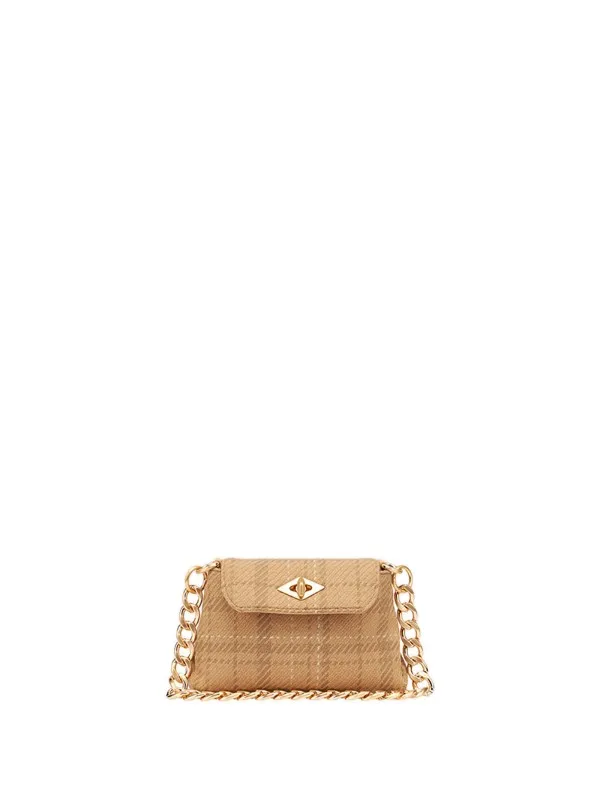 Diamond micro shoulder bag in tartan fabric