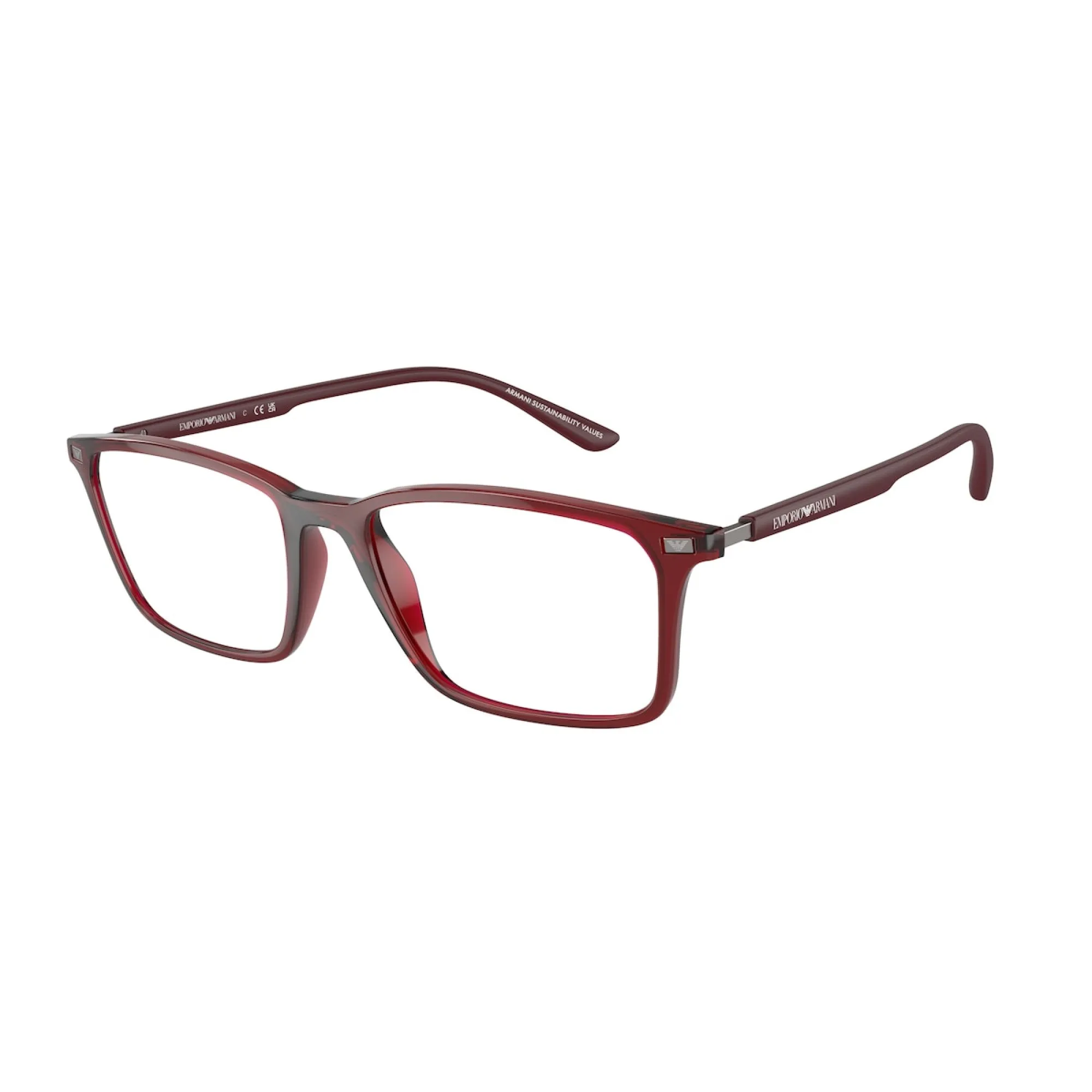   Emporio Armani EA 3237 - 6109 Bordeaux Trasparente Lucido | Occhiale Da Vista Uomo 