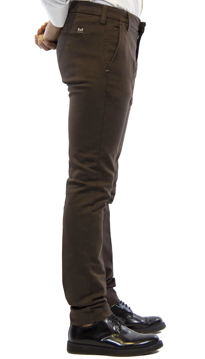 Entre Amis Pantalone uomo  tasche america lungo marrone in cotone