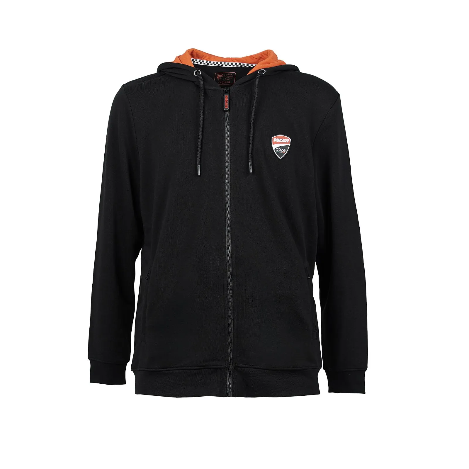 Felpa nera con stemma e zip