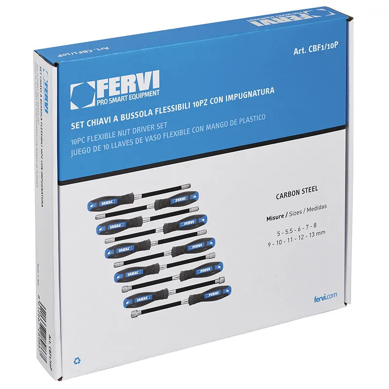Fervi CBF1/10P - Serie chiavi a bussola flessibili con impugnatura