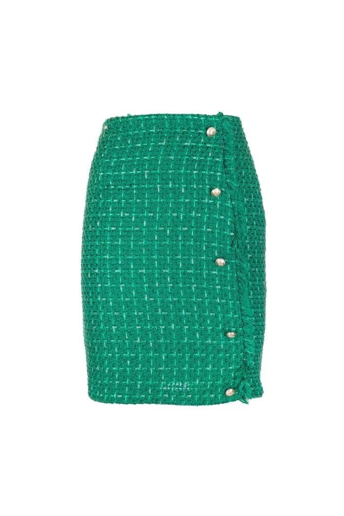 Fracomina gonna mini slim a tubino in tweed fs23wg1002w65901