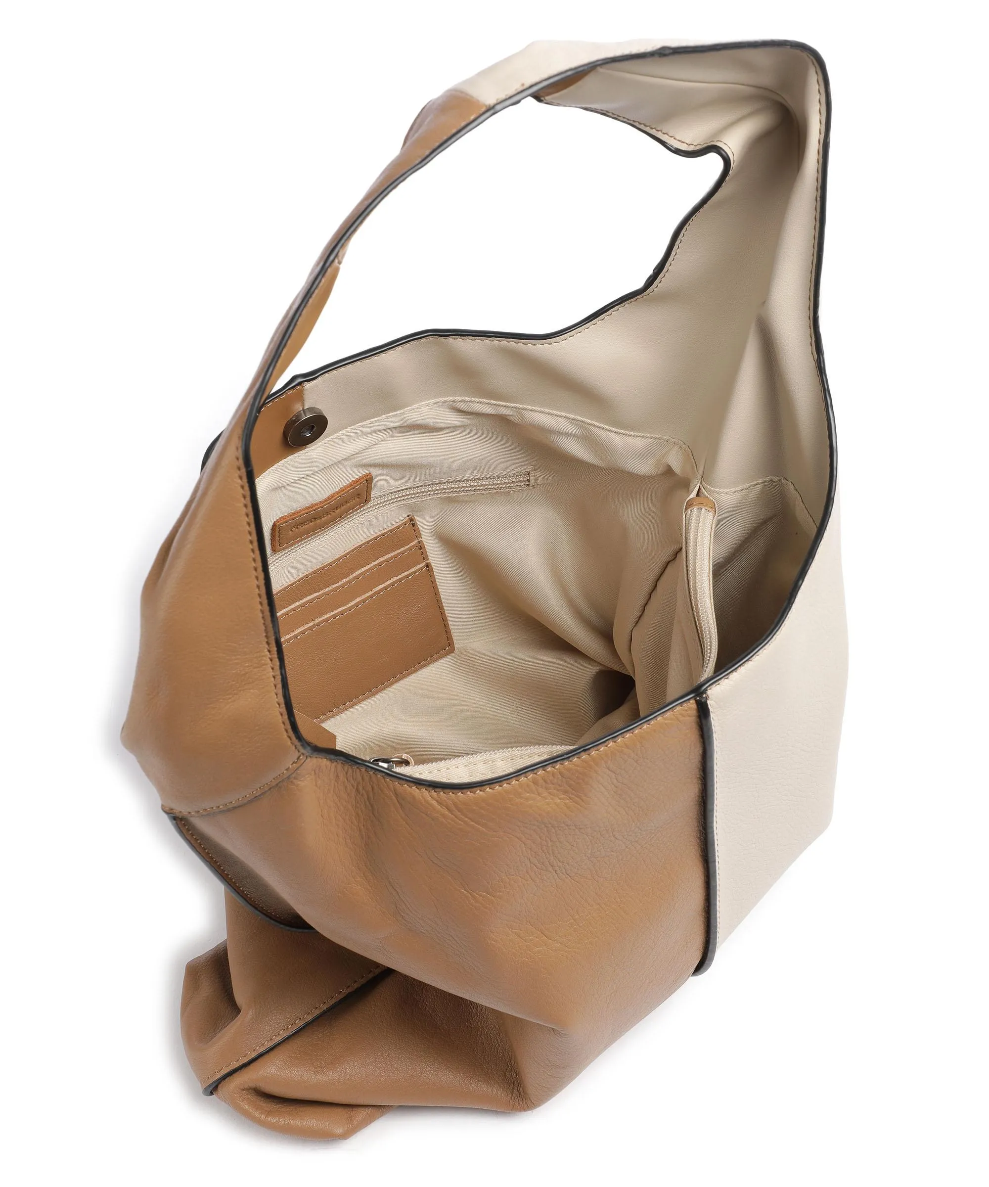  FredsBruder FB Borsa hobo pelle granulata marrone/beige  