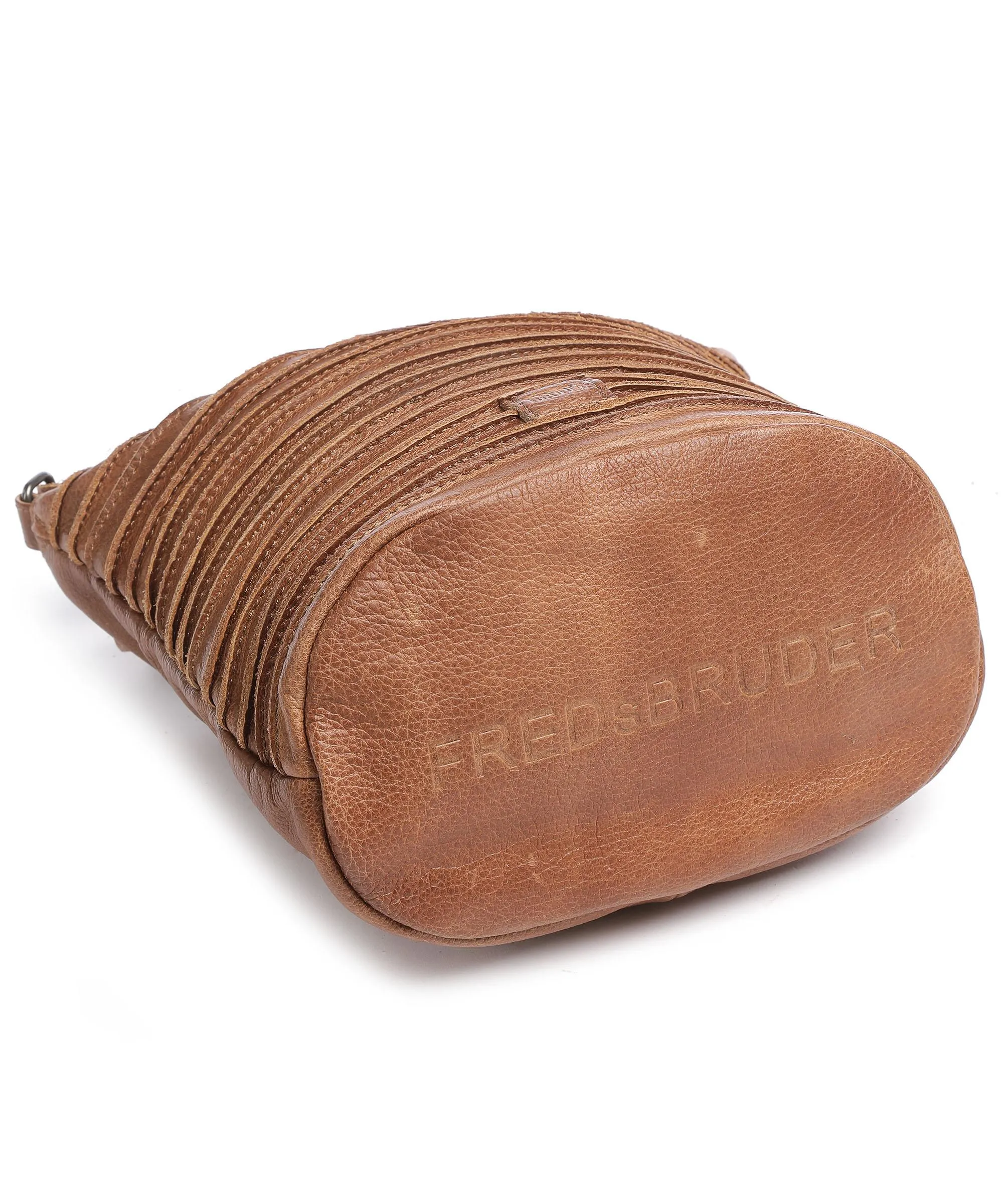  FredsBruder Riffellinchen Borsa a tracolla pelle di vacchetta grana marrone  