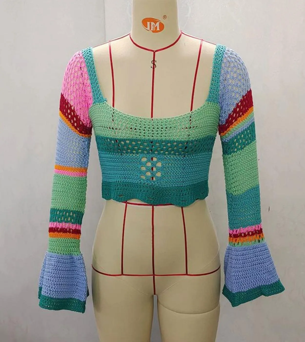 Gacvga Patchwork  Donne Maglione Manica Lunga Backless 2022 Estate Autunno Crop Magliette E Camicette Vintage Pullover Casual