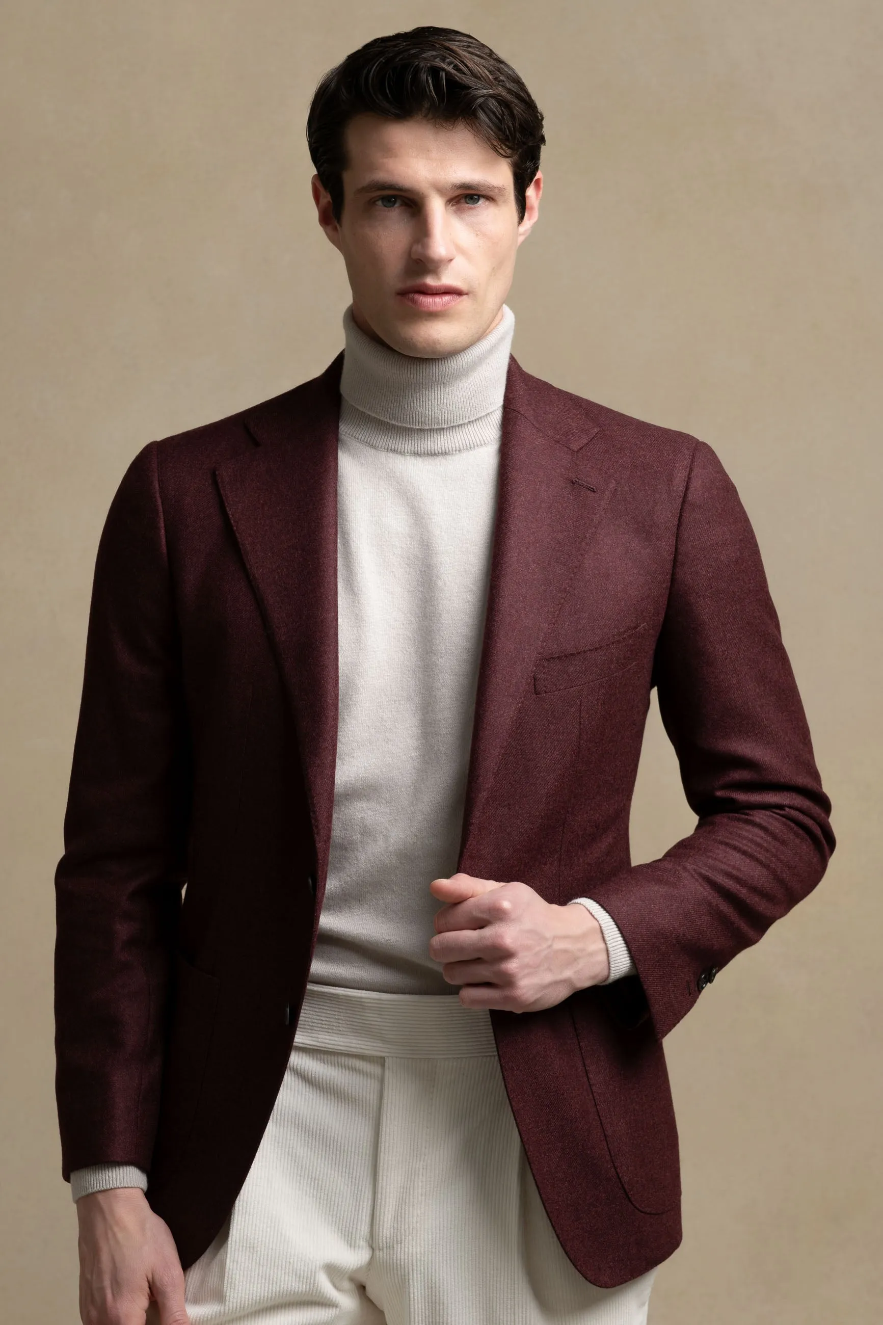 Giacca bordeaux in lana e cashmere Loro Piana - Made in Italy    