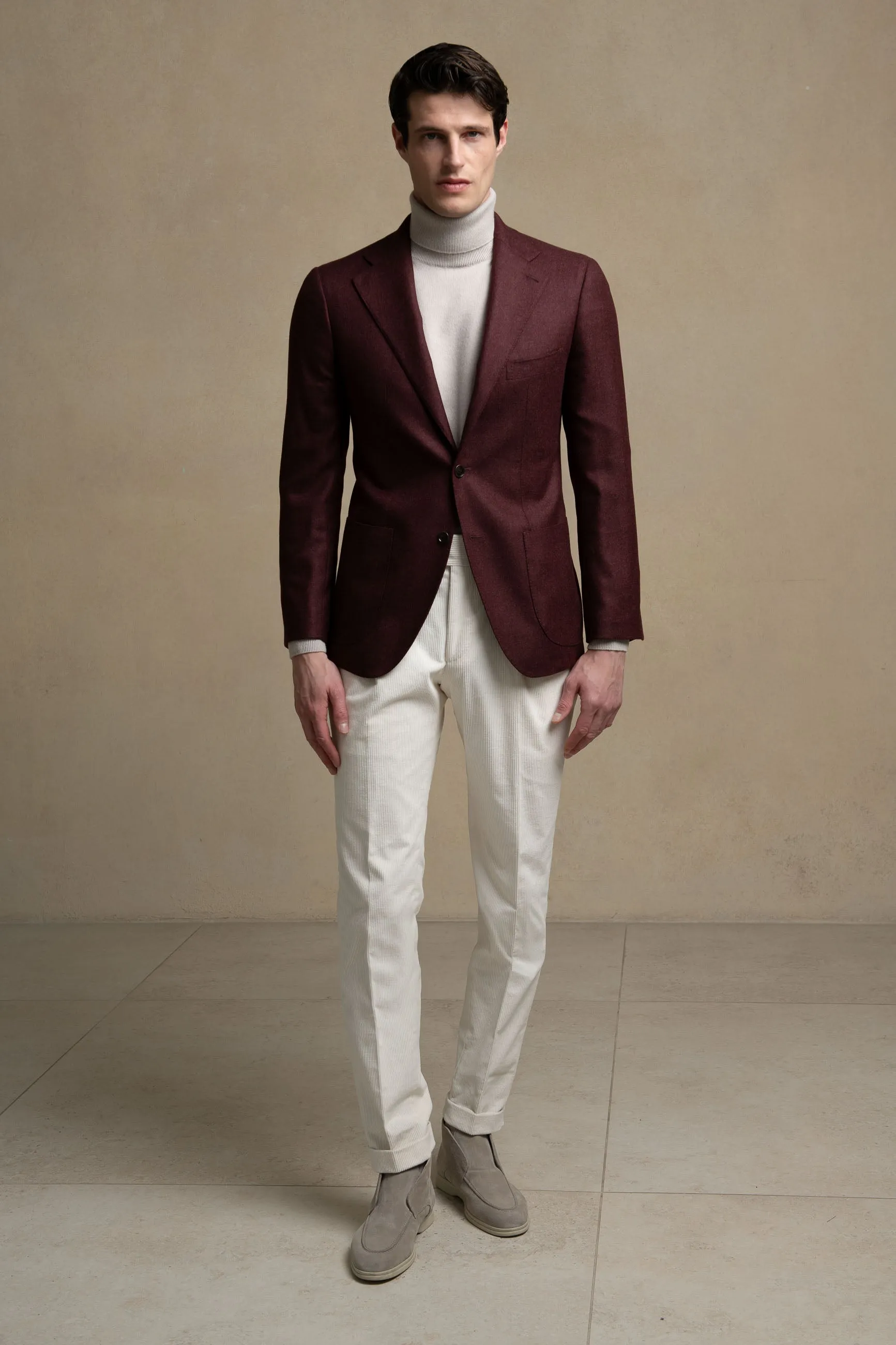 Giacca bordeaux in lana e cashmere Loro Piana - Made in Italy    