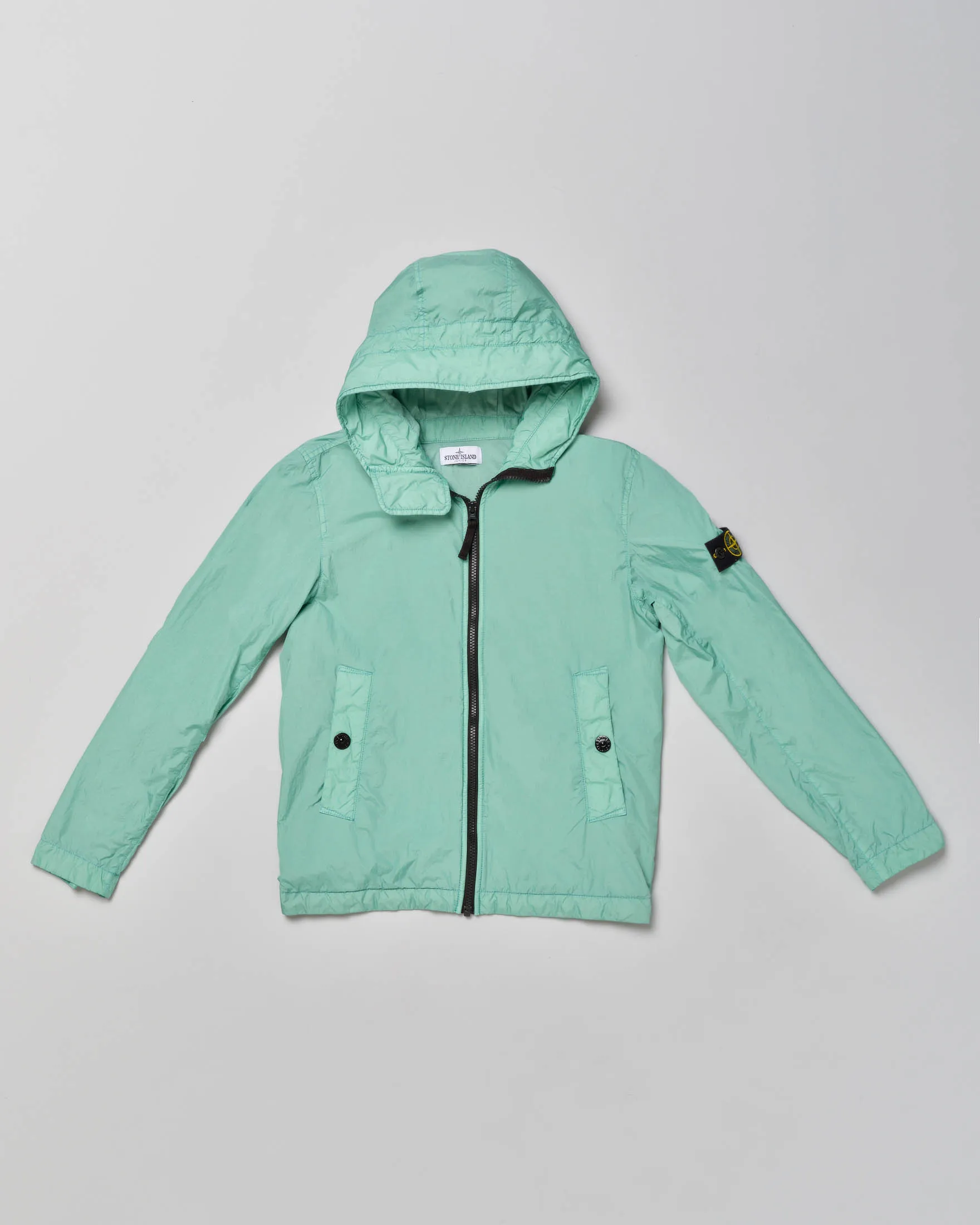 Giubbino verde acqua in reps di nylon con effetto stropicciato 8 anni