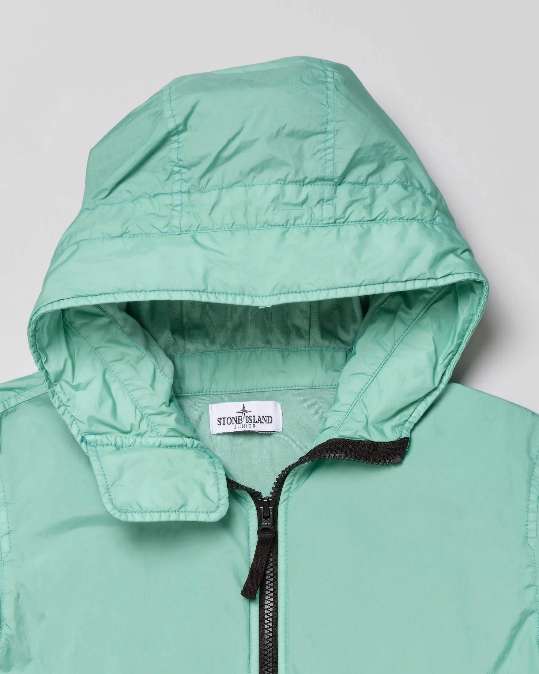 Giubbino verde acqua in reps di nylon con effetto stropicciato 8 anni