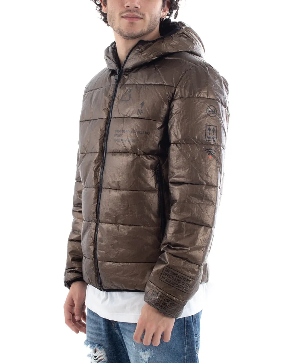 Giubbotto Uomo Bomber Con Cappuccio Piumino Imbottito Bronzo GIOSAL-G3018A