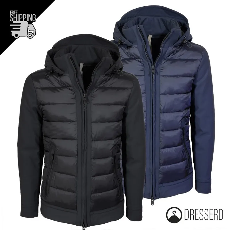 Giubbotto Uomo Piumino Tessuto Tecnico con Cappuccio Giubbini Invernali Dresserd