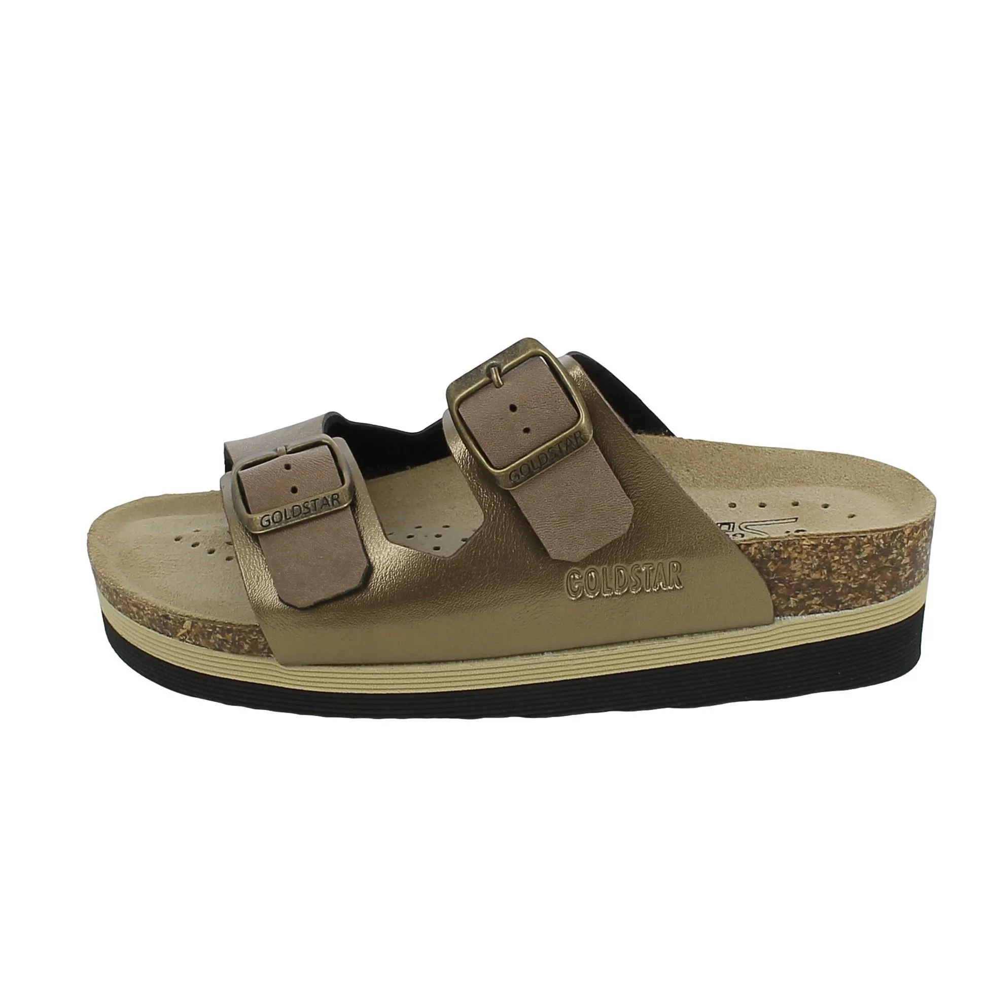 Goldstar  Ciabatta due fibbie bronzo con platform 