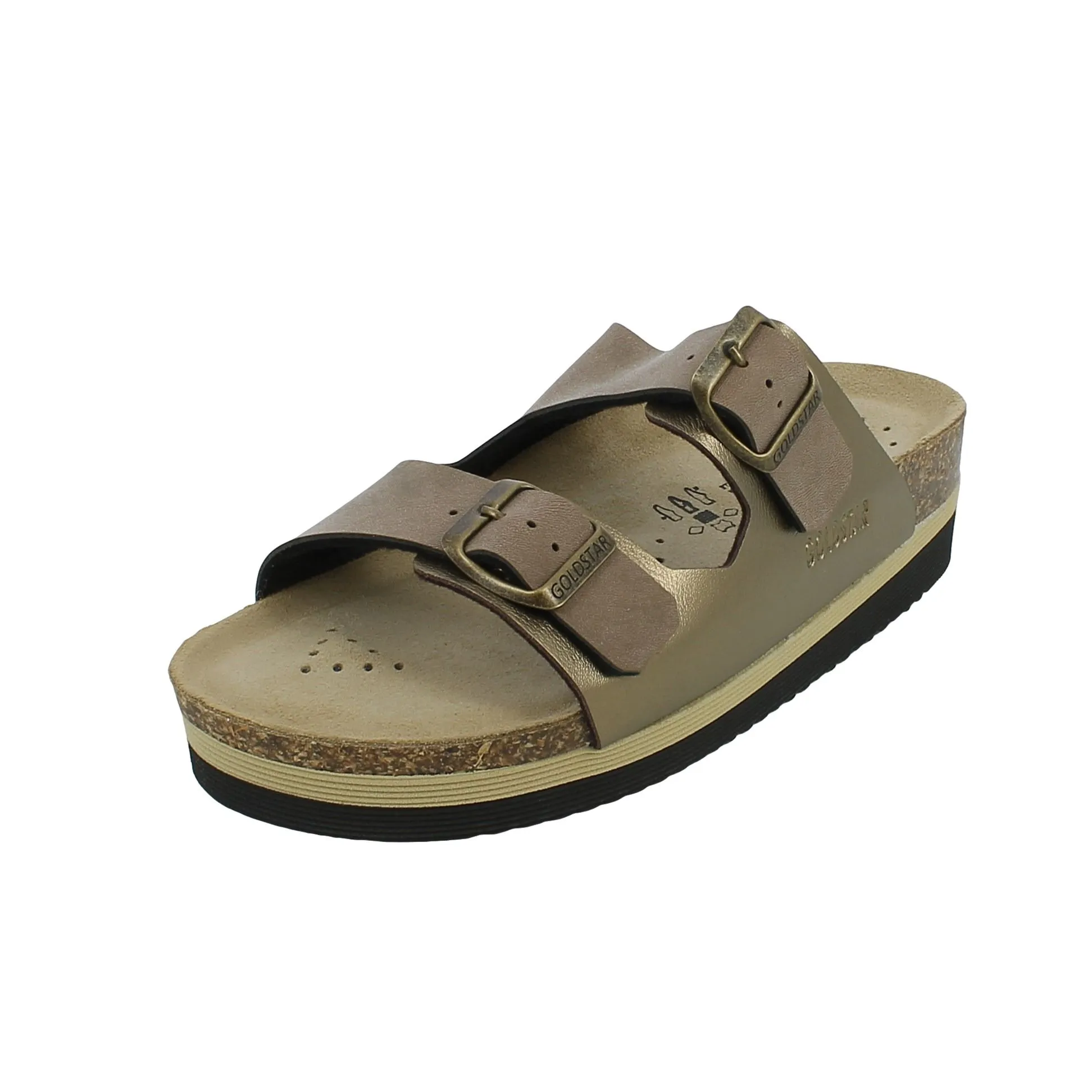 Goldstar  Ciabatta due fibbie bronzo con platform 