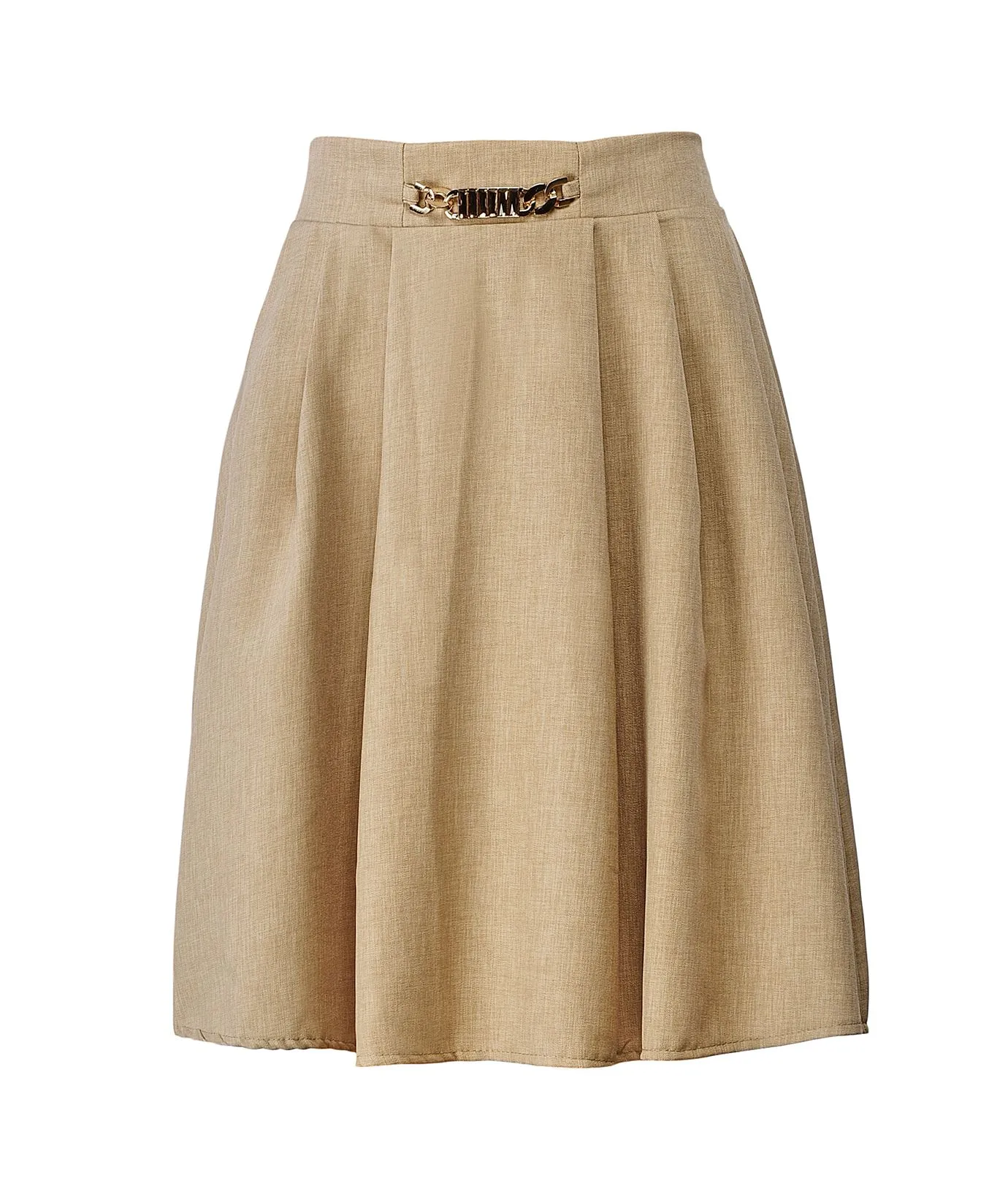 Gonna beige con dettaglio catena