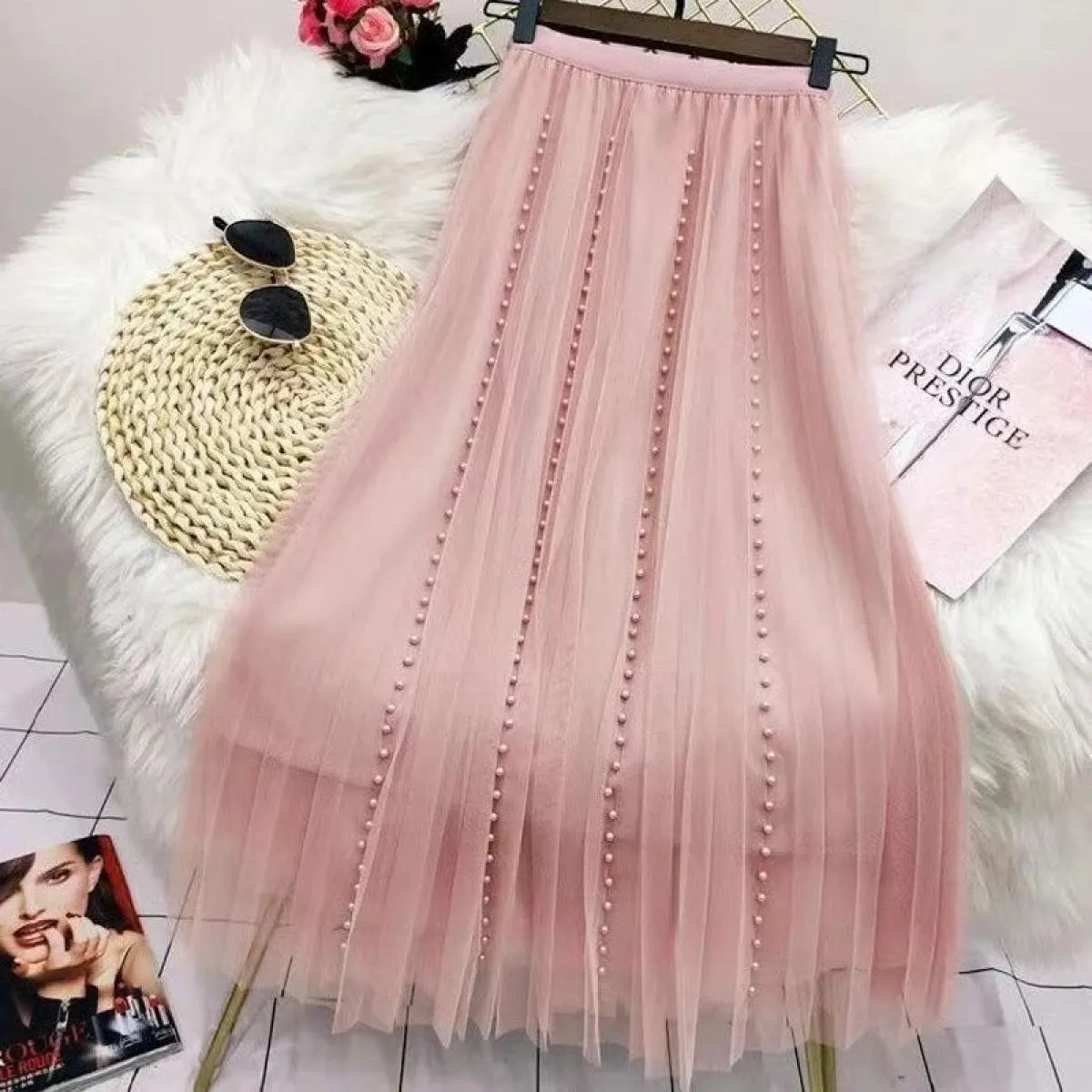 Gonna lunga Harajuku moda stile  autunno primavera gonna a linea Dummer gonna maxi midi a vita alta rosa nera vintage