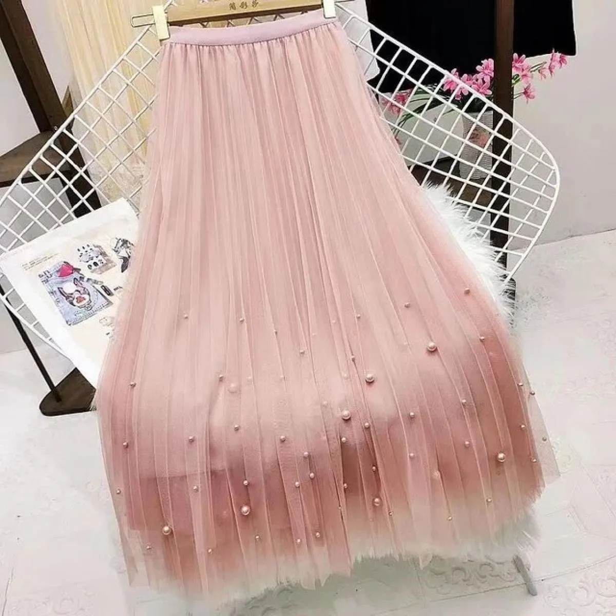 Gonna lunga Harajuku moda stile  autunno primavera gonna a linea Dummer gonna maxi midi a vita alta rosa nera vintage