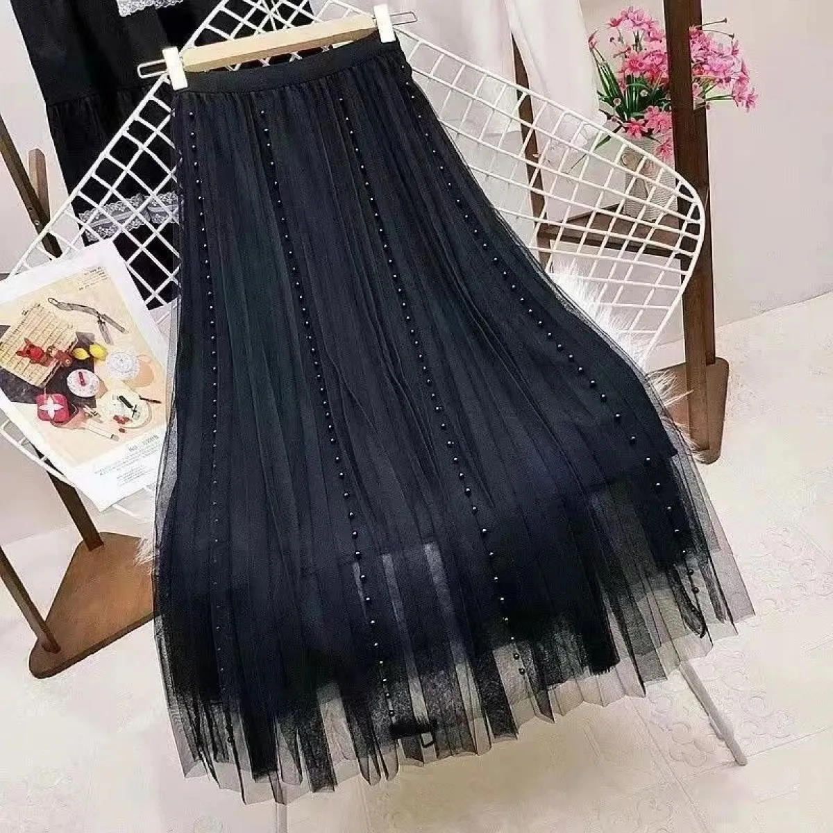 Gonna lunga Harajuku moda stile  autunno primavera gonna a linea Dummer gonna maxi midi a vita alta rosa nera vintage