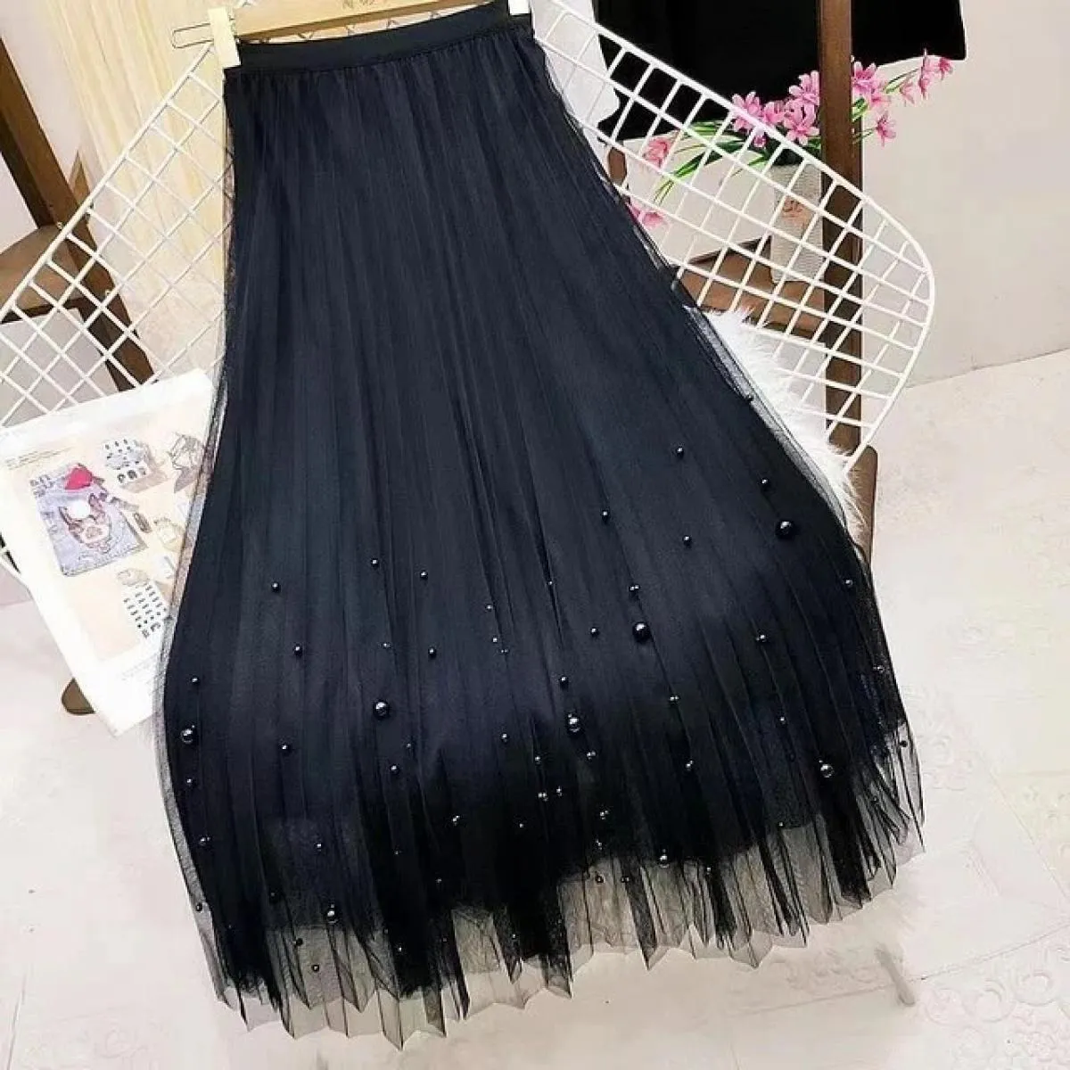 Gonna lunga Harajuku moda stile  autunno primavera gonna a linea Dummer gonna maxi midi a vita alta rosa nera vintage