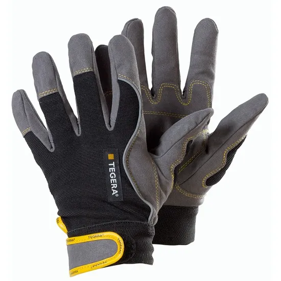 Guanti da lavoro Tegera TEGERA, Tg. 9, in Pelle sintetica, col. Nero, Grigio, Giallo