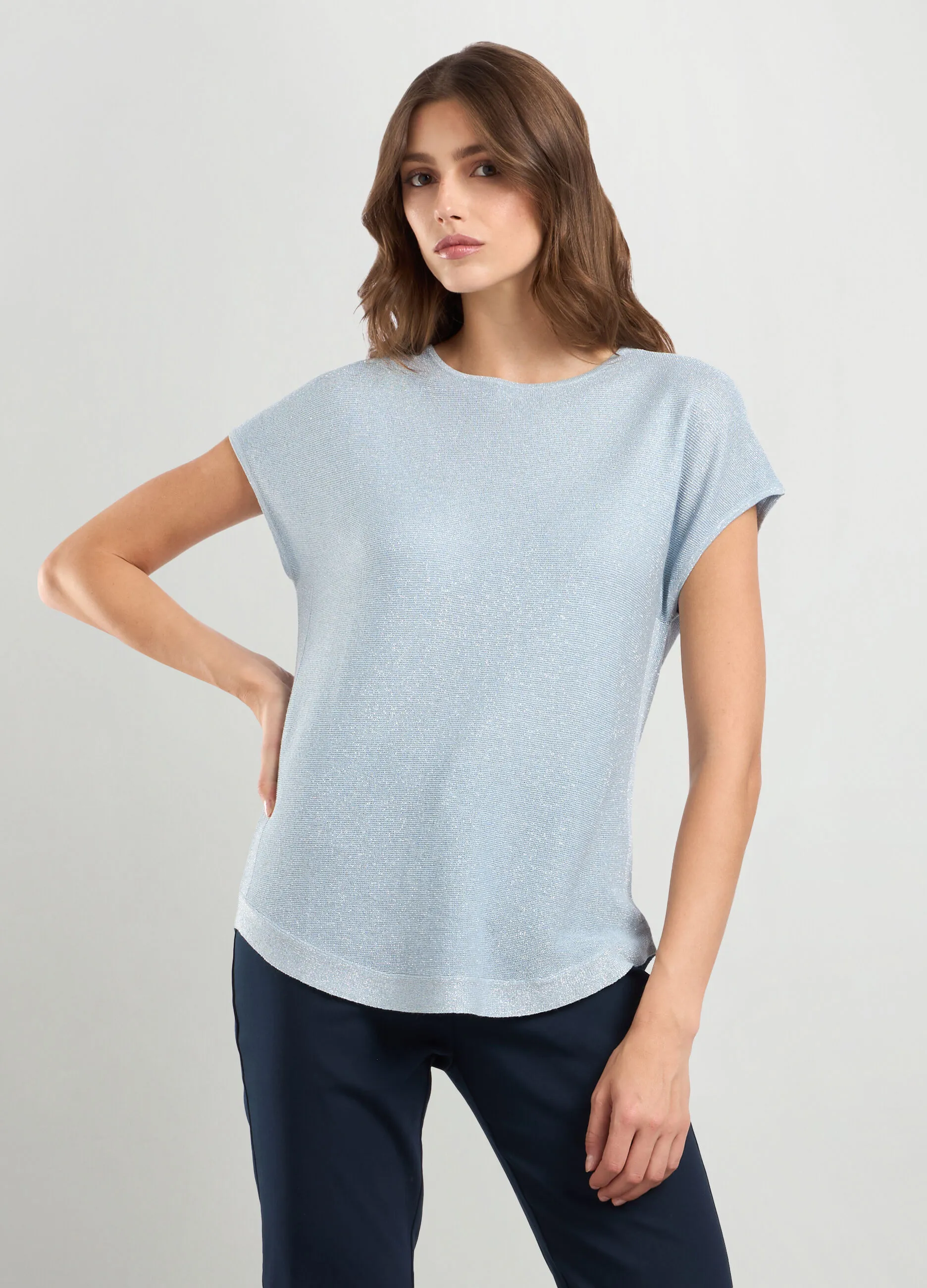 IWIE  Maglia kimono tricot in misto viscosa e filo lurex donna