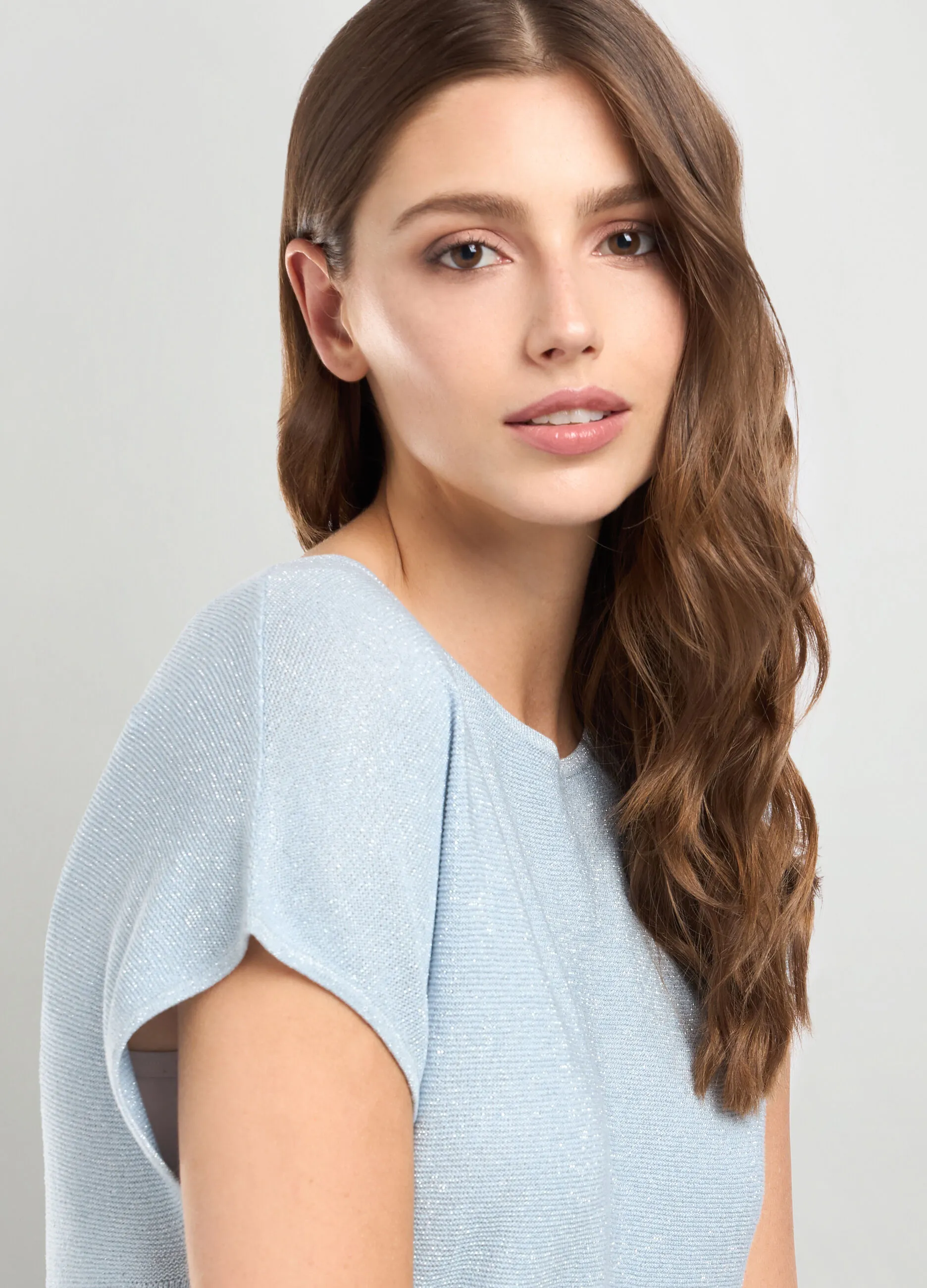 IWIE  Maglia kimono tricot in misto viscosa e filo lurex donna
