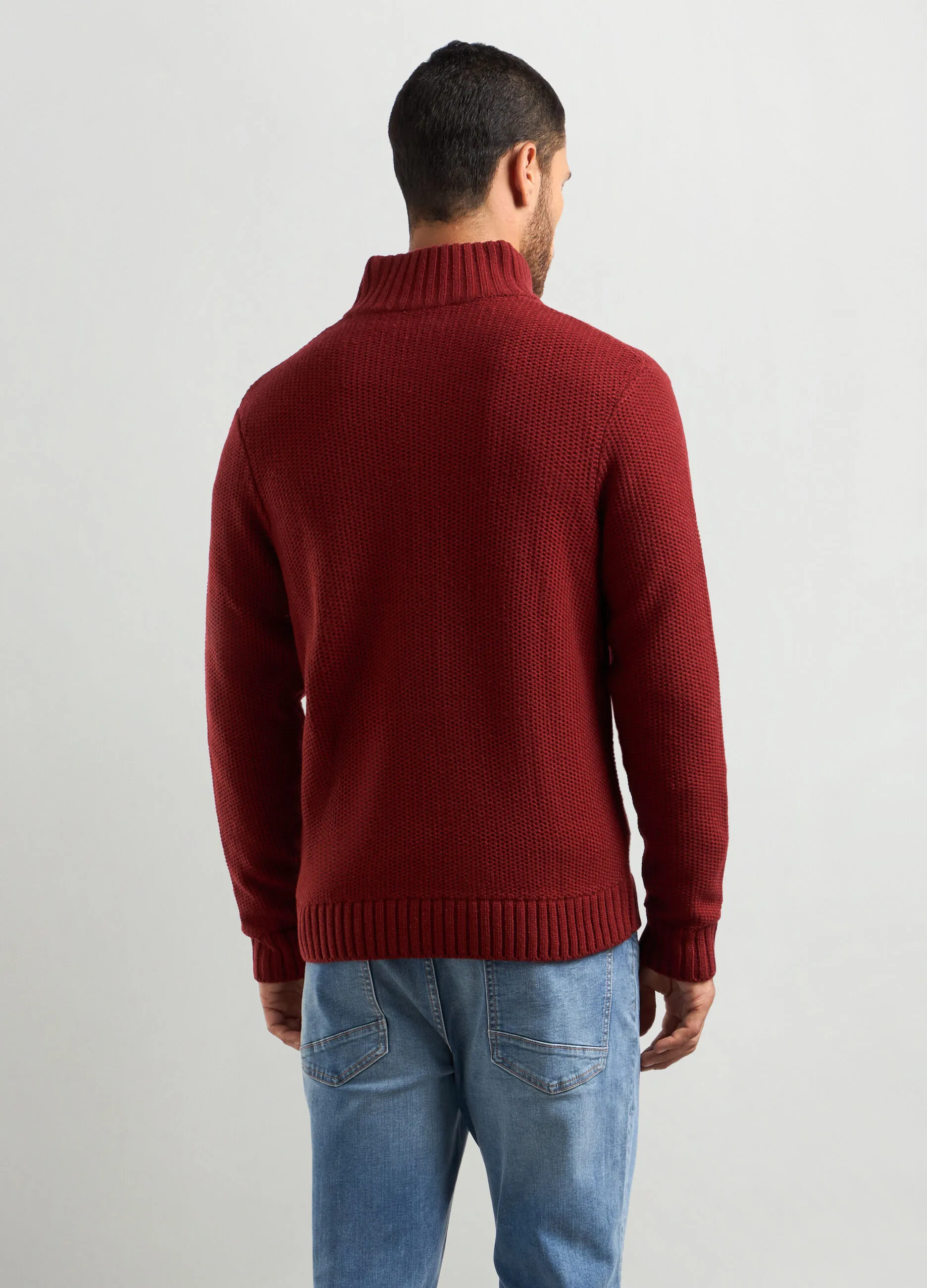 J. HART & BROS  Cardigan collo alto in maglia rasata a rovescio uomo