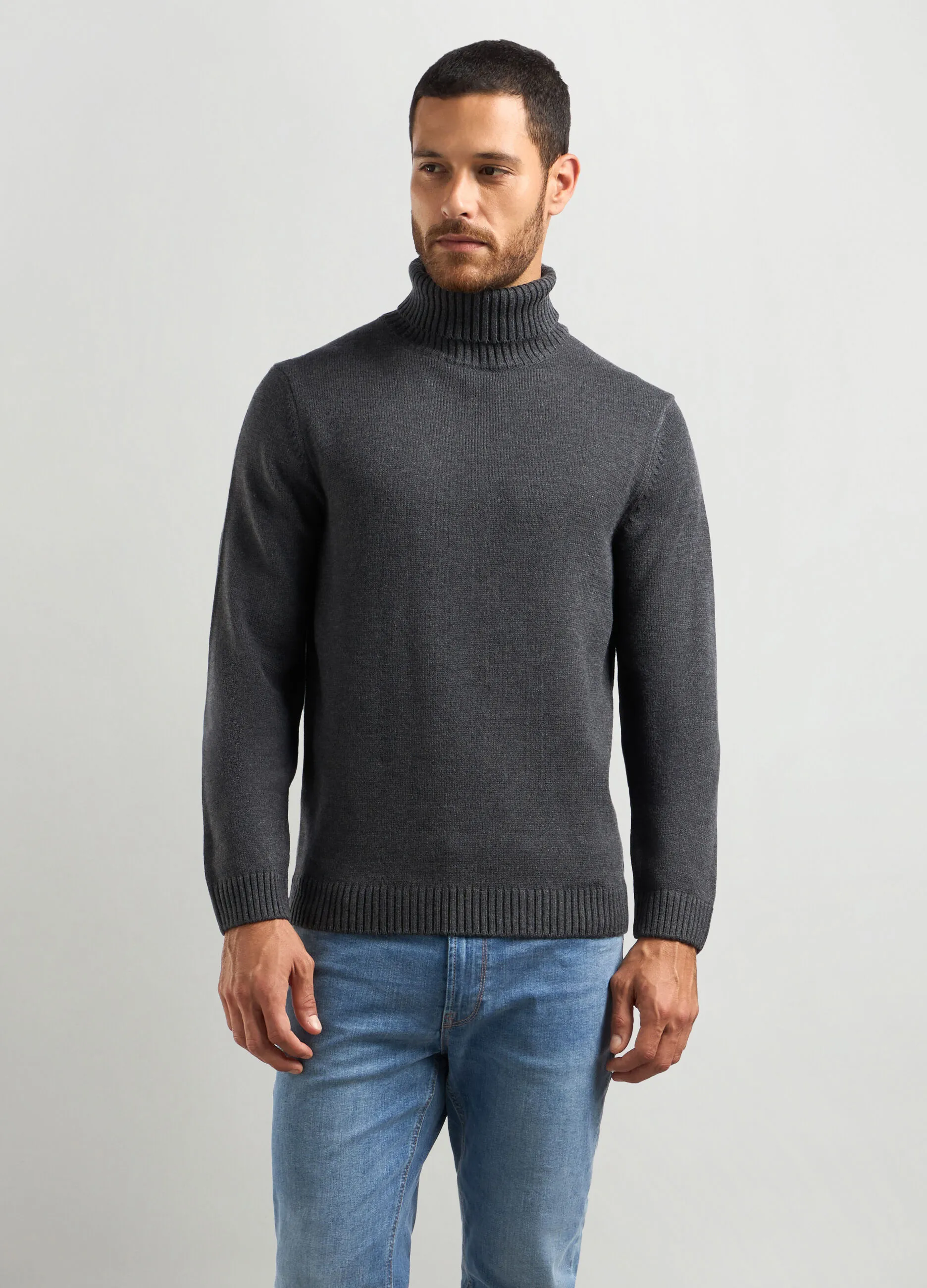 J. HART & BROS  Maglione collo alto maglia rasata uomo