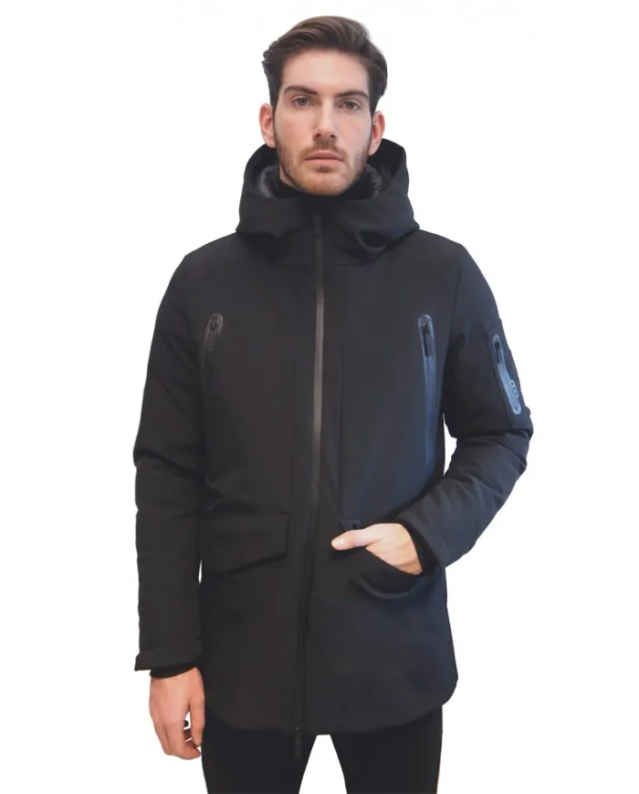 JUVENTUS Parka Uomo 2020 Giacca Piumino Stretch Lungo Cappuccio Nero