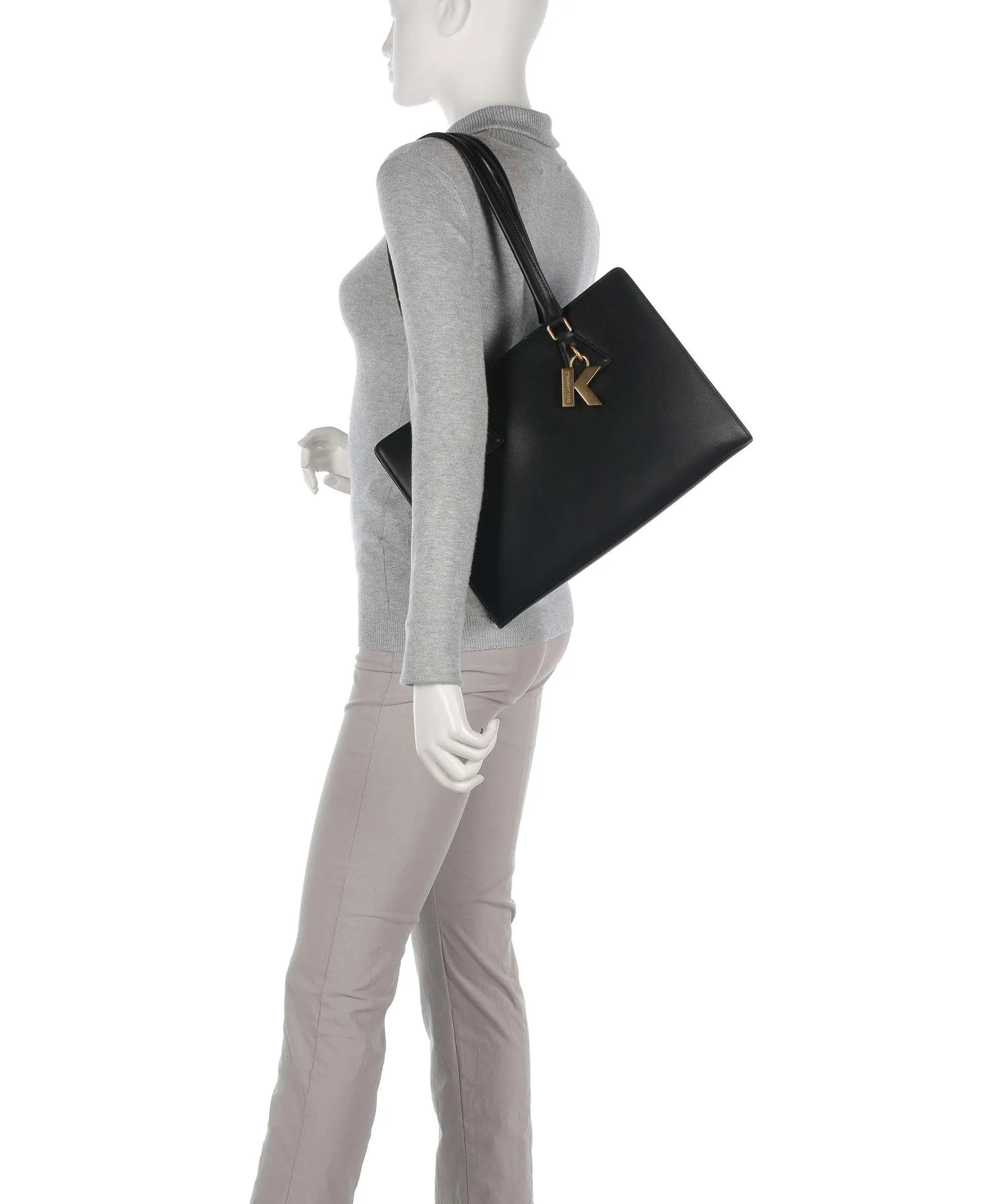  Karl Lagerfeld K/Lock Medium Borsa shopper pelle di vacchetta finemente grana nero  