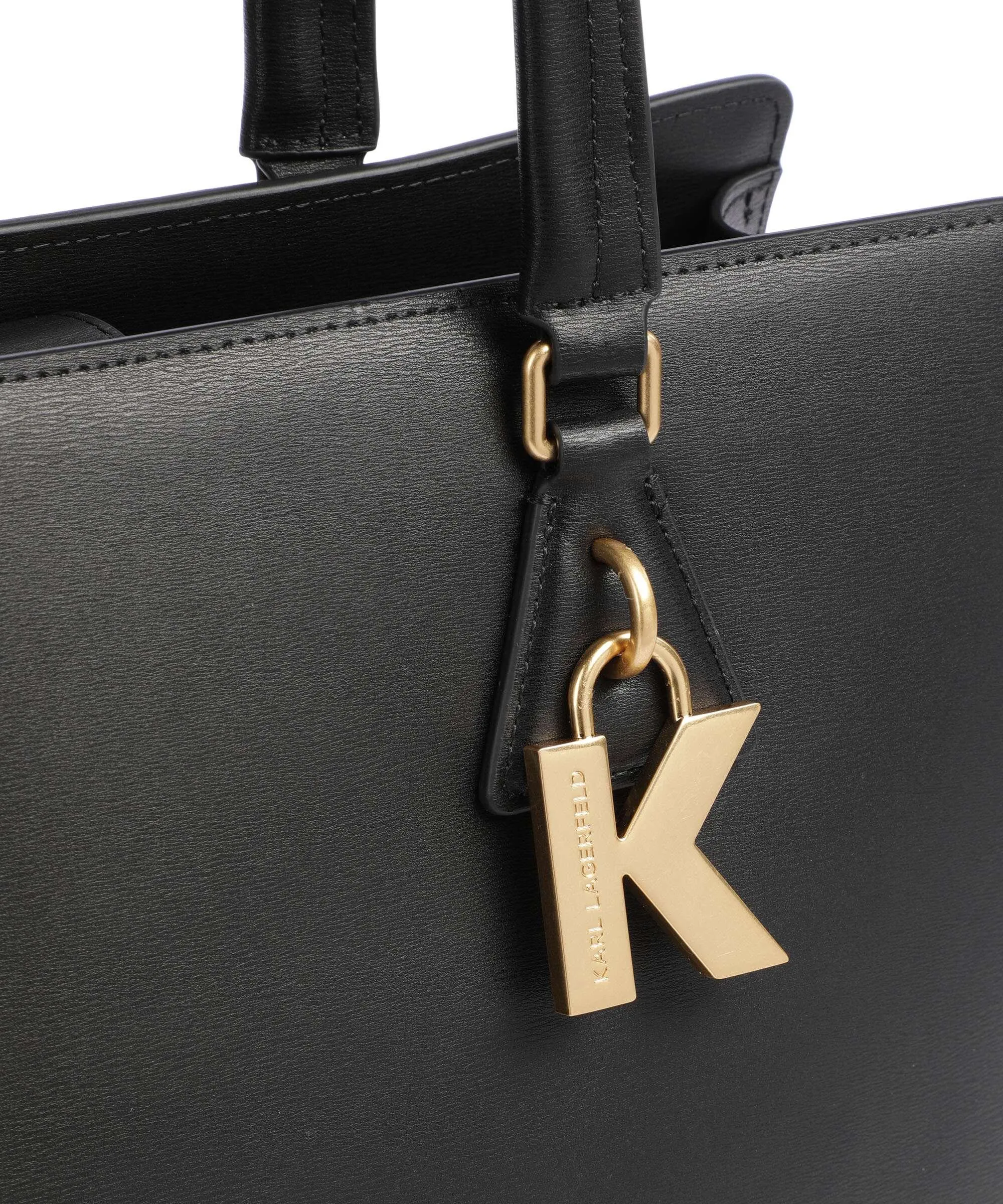 Karl Lagerfeld K/Lock Medium Borsa shopper pelle di vacchetta finemente grana nero  
