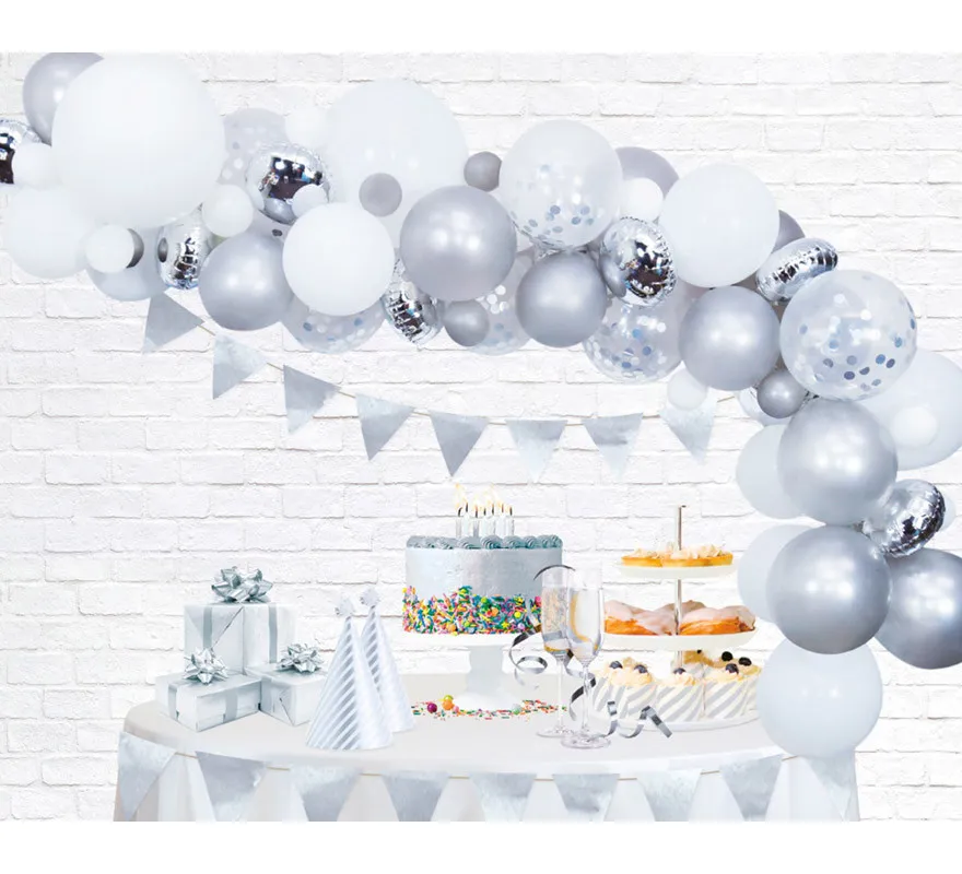 Kit decorativo con palloncini d'argento