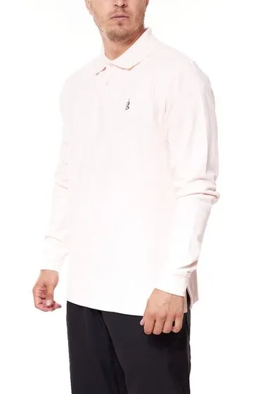Kreem Polo a maniche lunghe da uomo in cotone con collo a polo 9164-2600/6023 Rosa