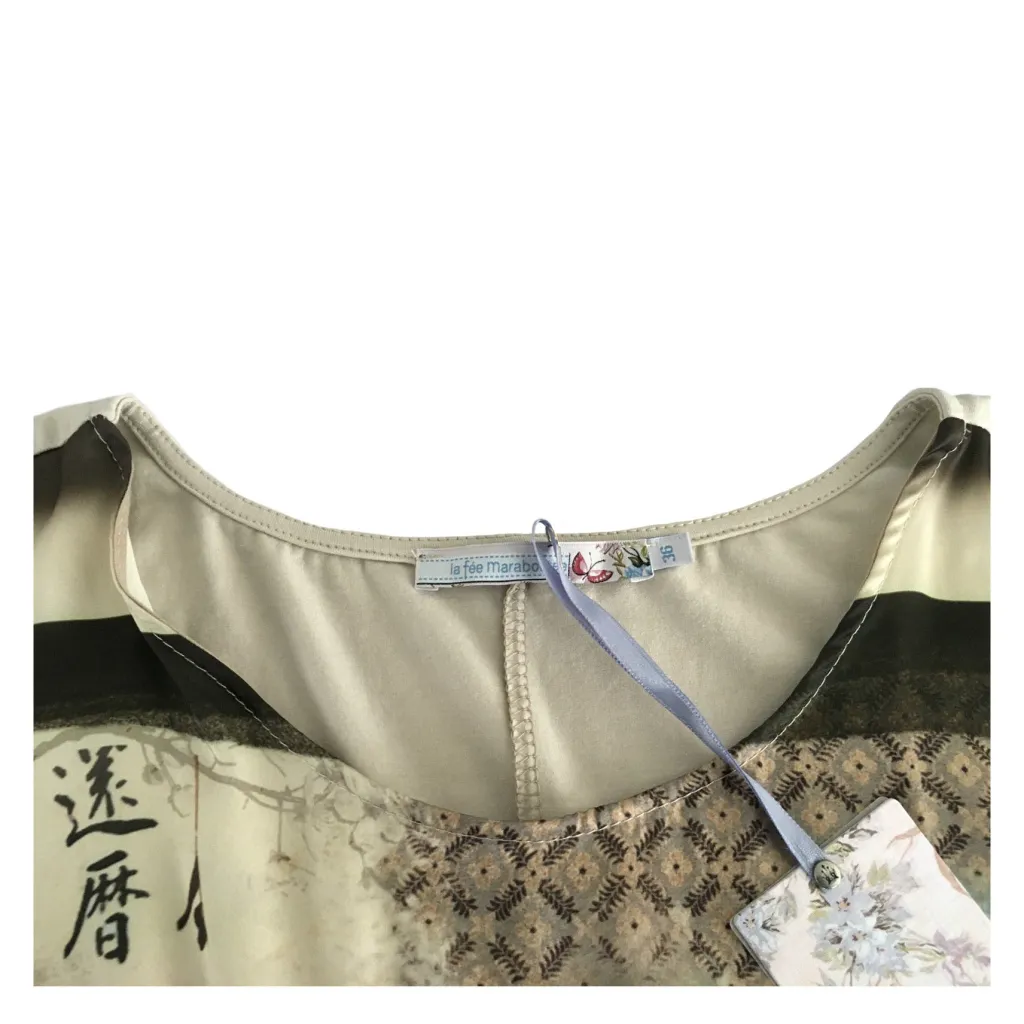 LA FEE MARABOUTEE Maxi maglia Donna maniche corte in tessuto + jersey W7368 MADE ITA