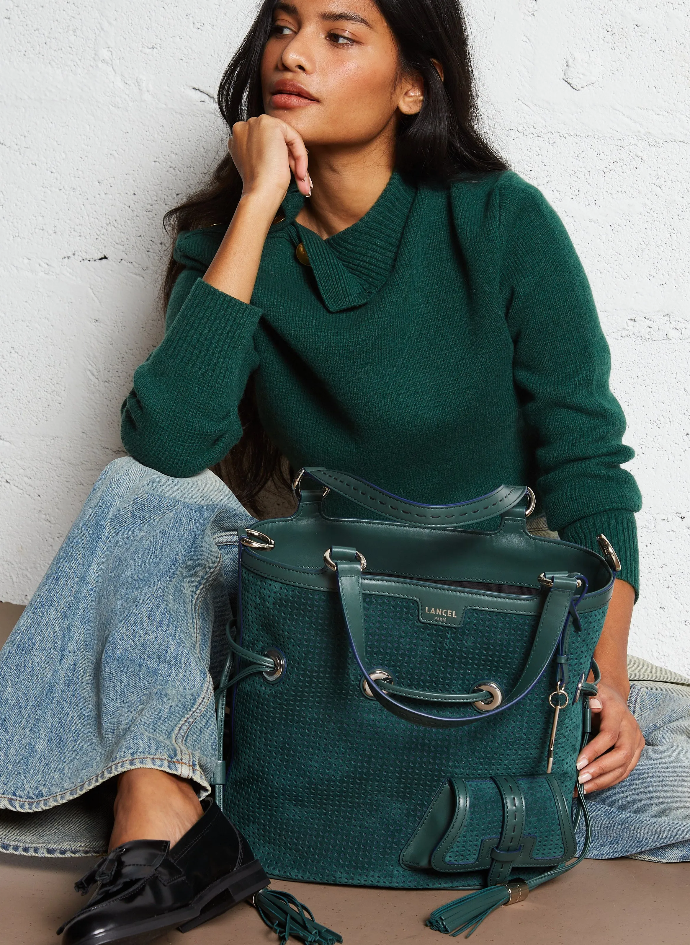  LANCEL   PREMIER FLIRT M - Borsa a secchiello in pelle | Verde