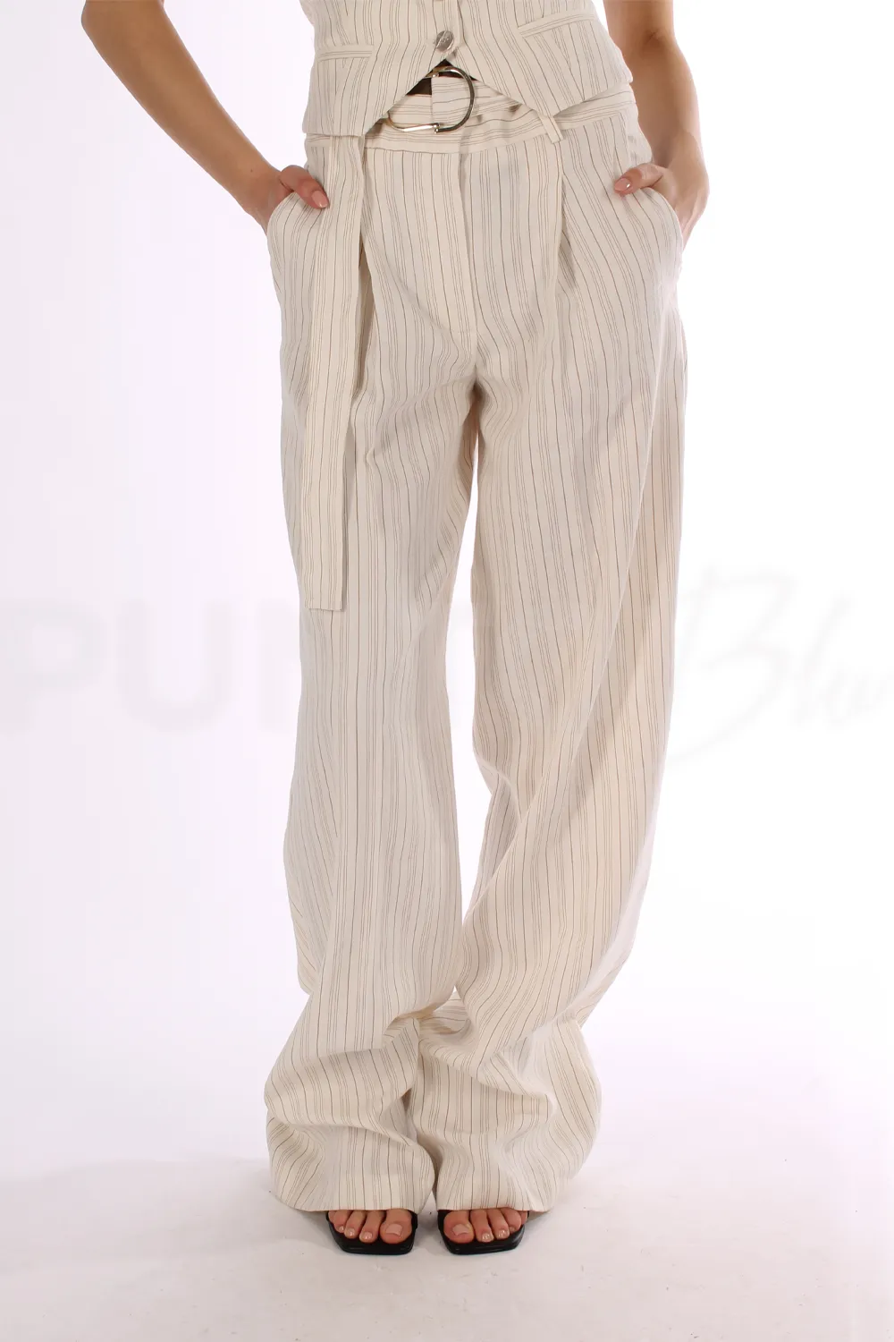 LIU JO | PANTALONI IN LINO GESSATO - Punto Blu