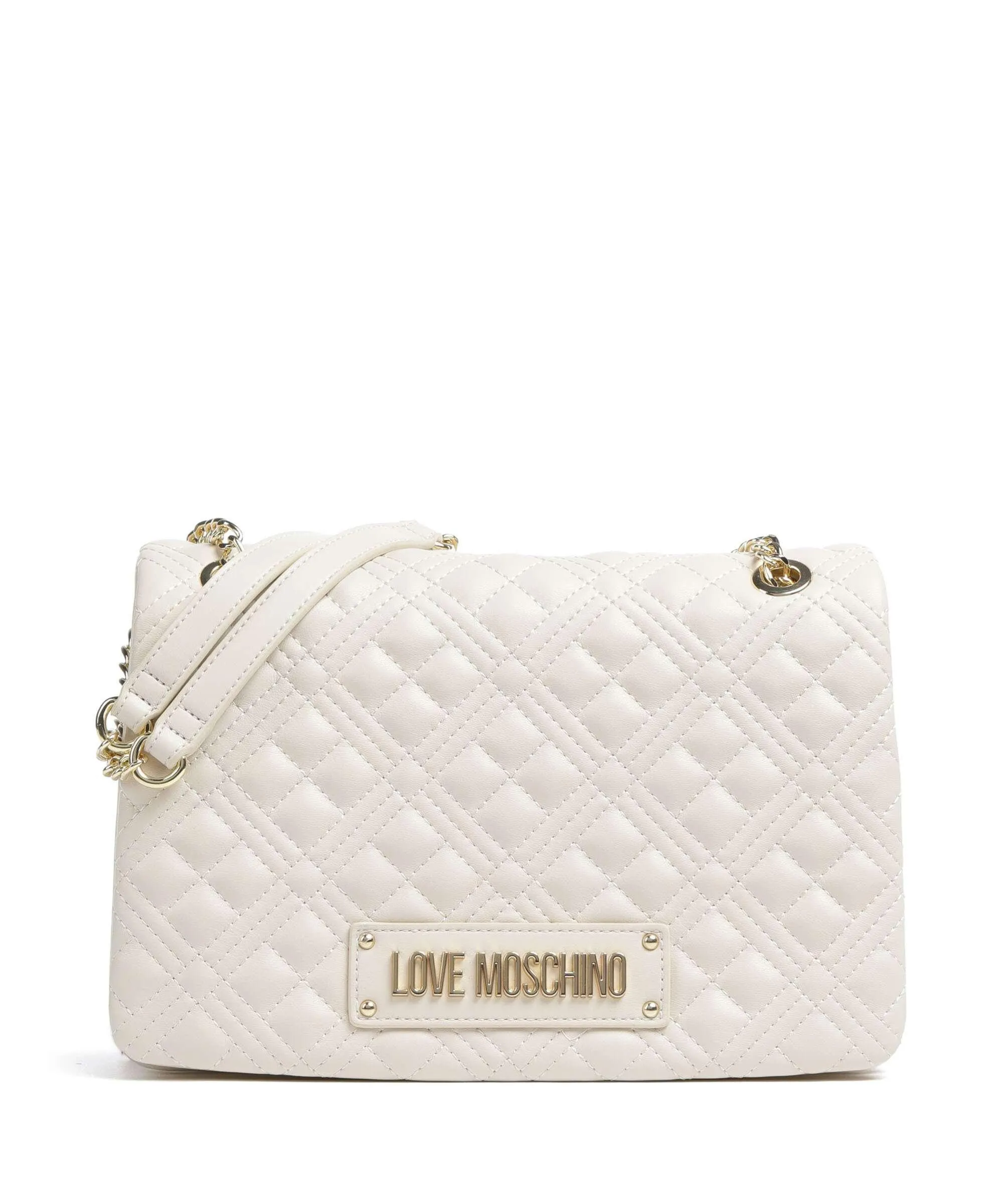  Love Moschino Quilted Borsa a spalla pelle sintetica beige  