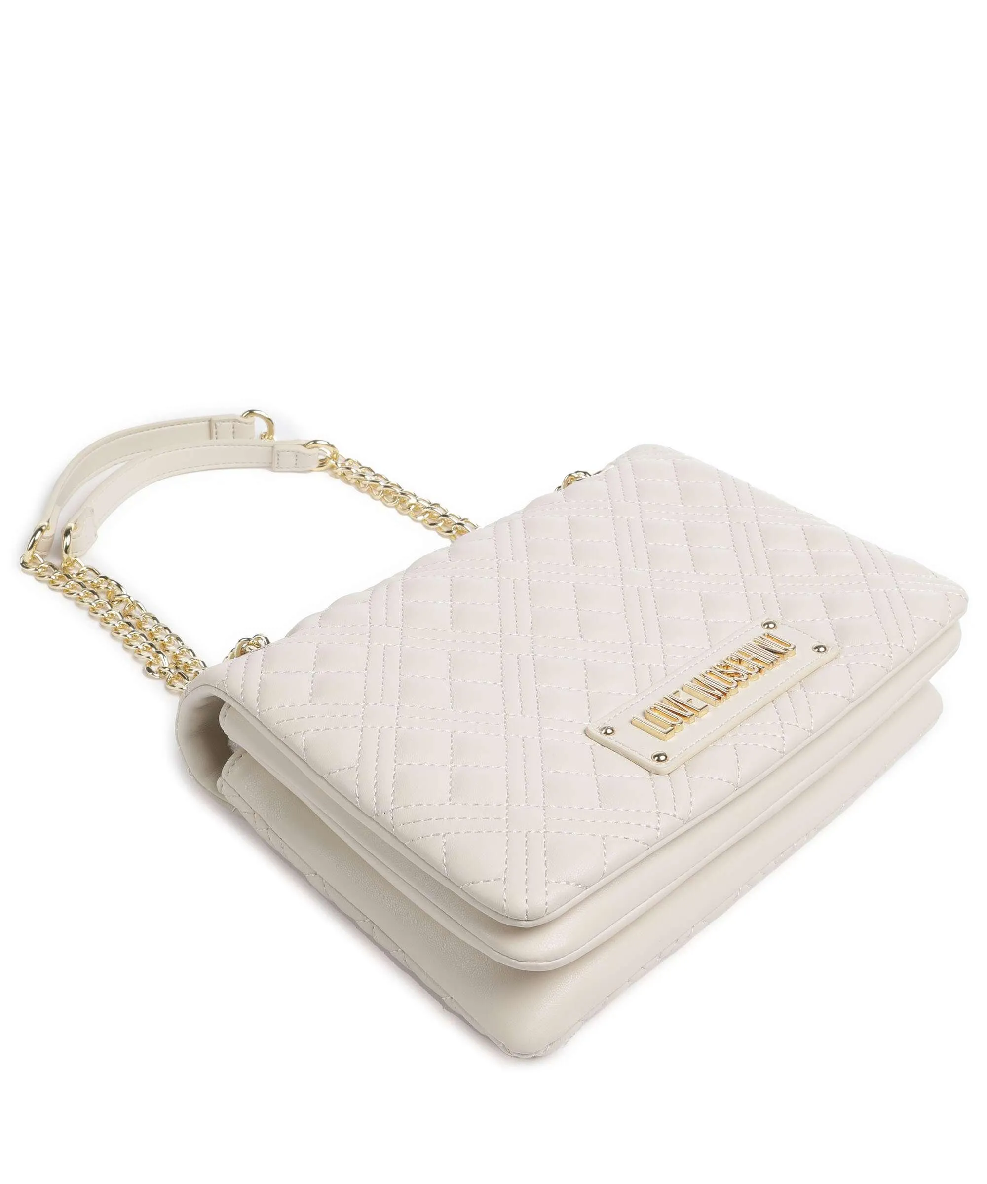  Love Moschino Quilted Borsa a spalla pelle sintetica beige  