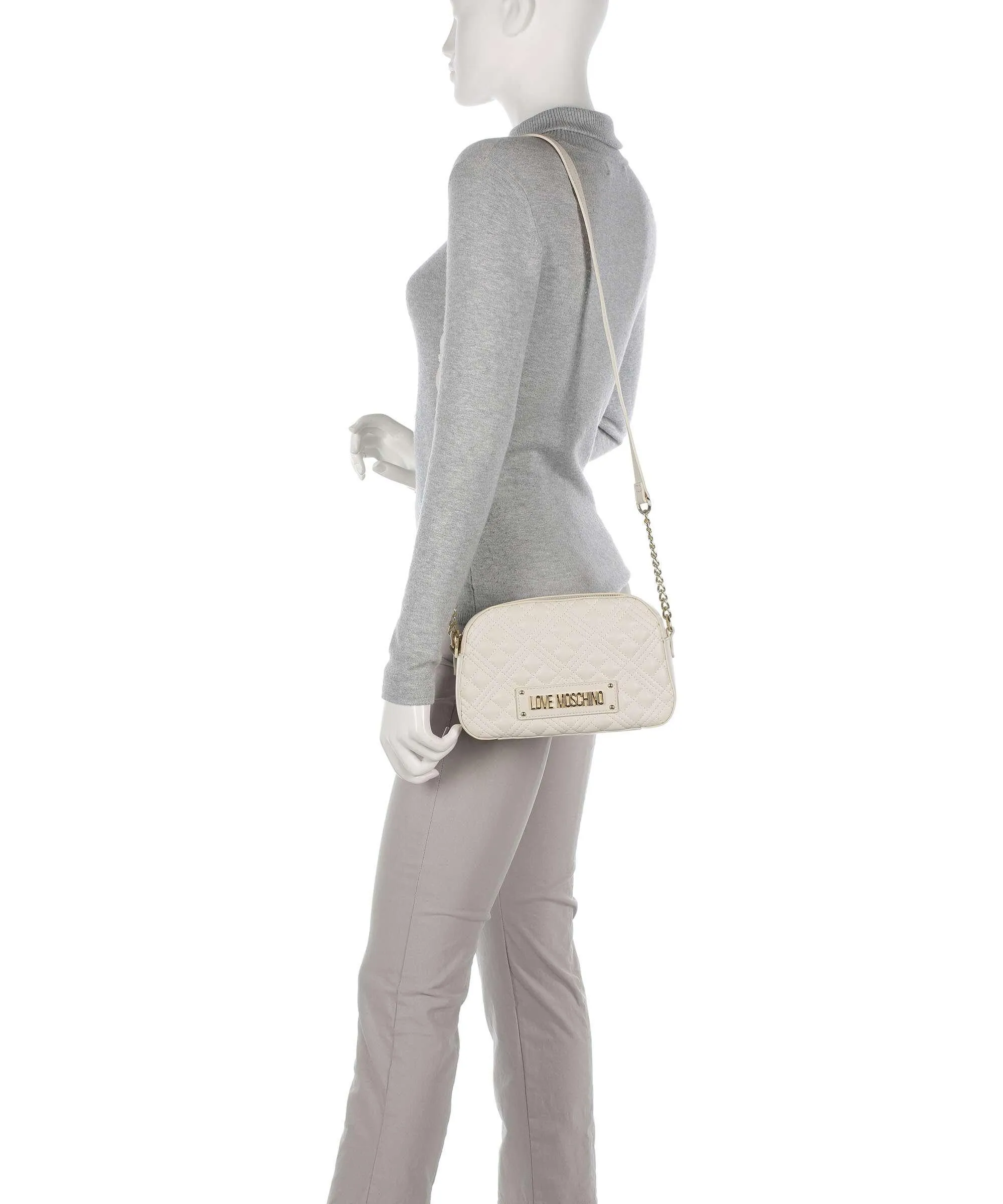  Love Moschino Quilted Borsa a tracolla pelle sintetica beige  