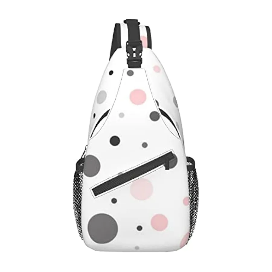 Lsjuee Borsa a tracolla diagonale casual unisex con motivo a pois moderno rosa grigio bianco, borsa a tracolla multiuso a tracol