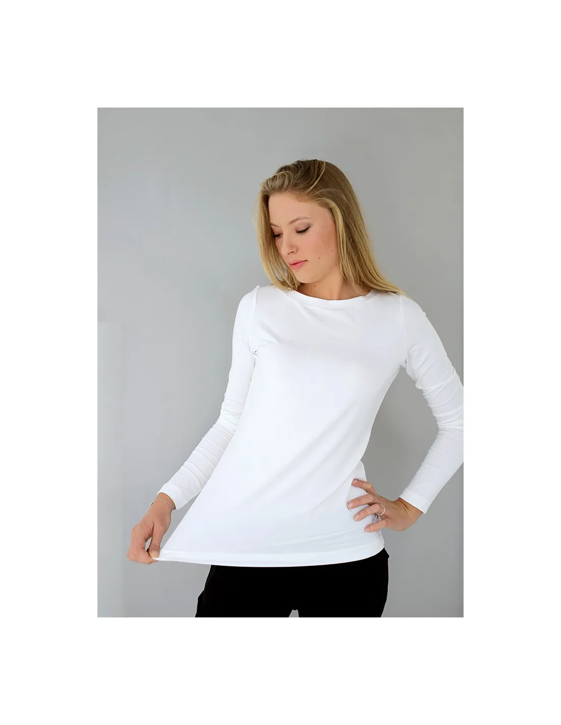MAGLIA BASIC MANICA LUNGA IN BAMBU'