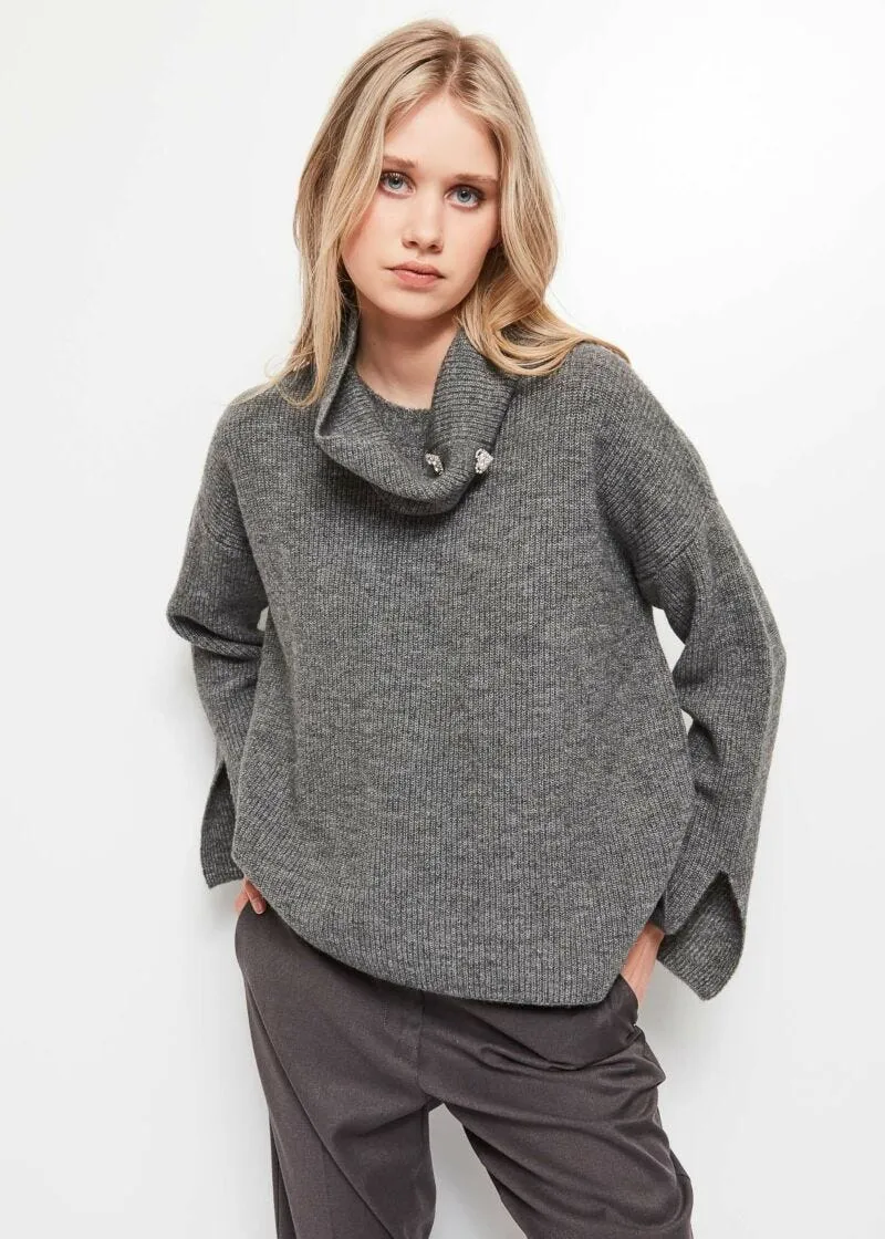 Maglia con collo alto rimovibile