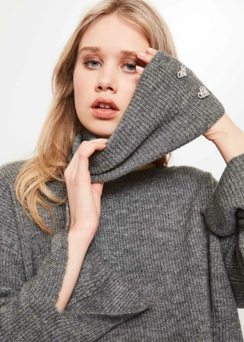 Maglia con collo alto rimovibile